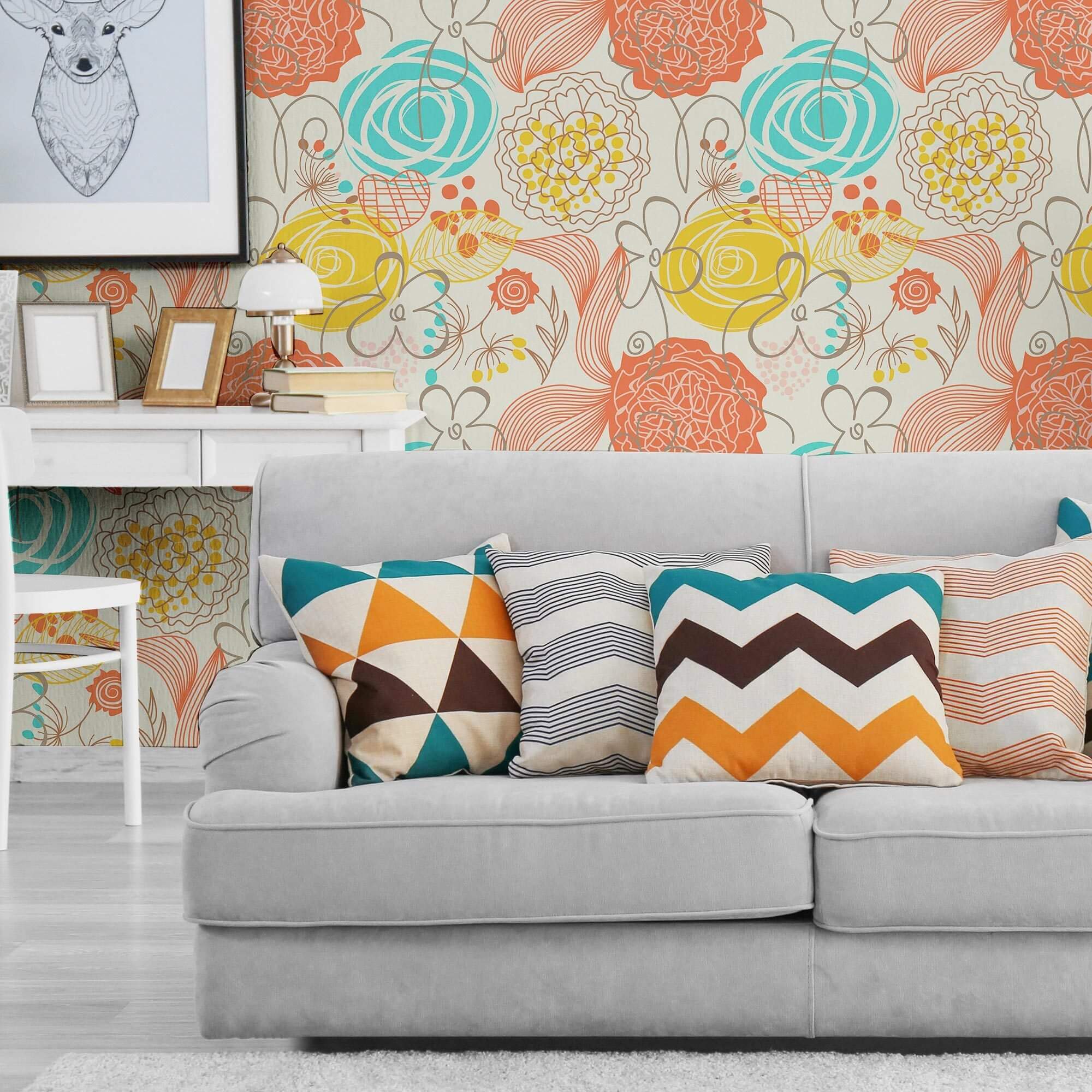 Red Heart Floral Peel and Stick Removable Wallpaper 2097 - Self-Adhesive Wall Decor for Bedroom, Nursery, Living Room & Office