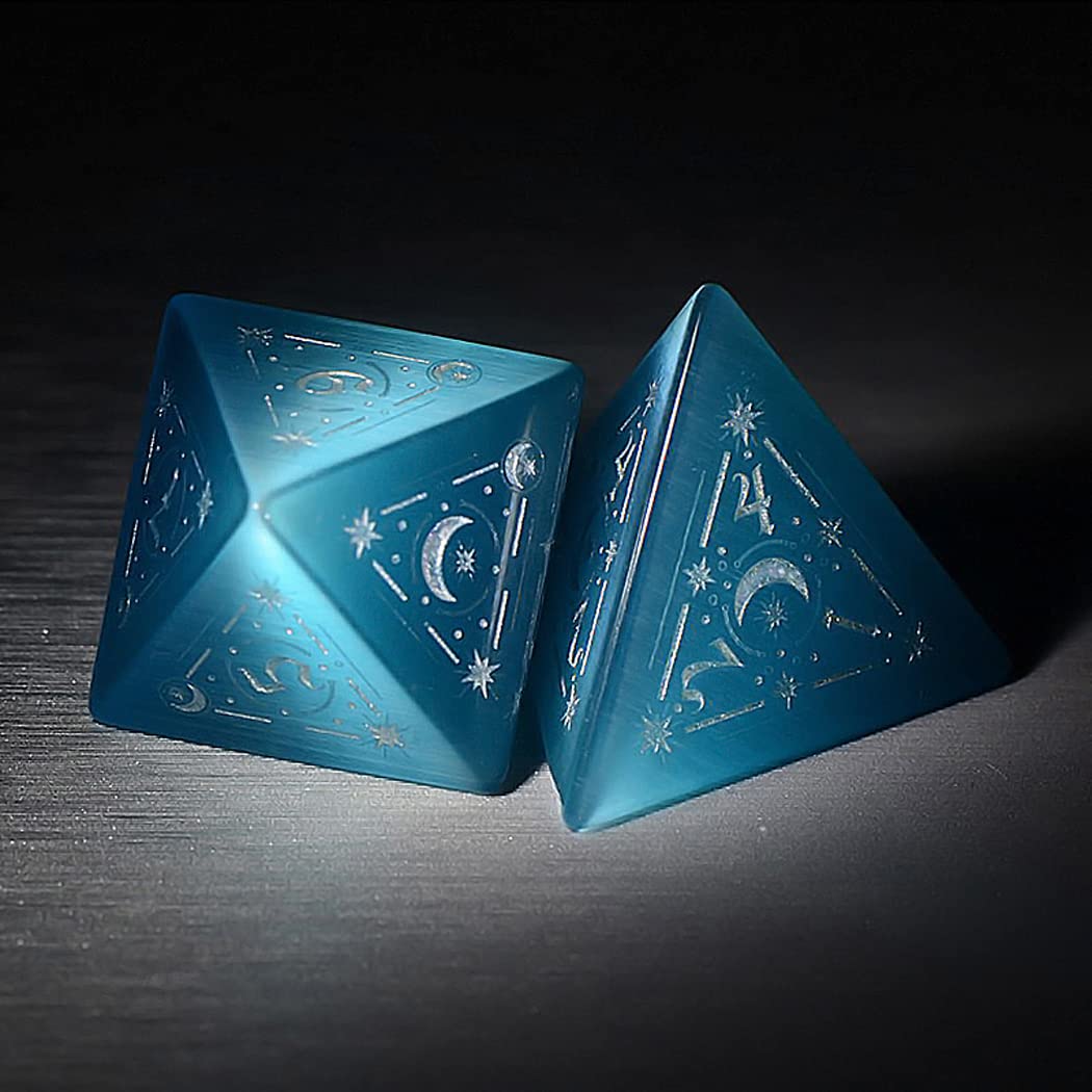 Premium Aqua Blue Opal D&D Dice Set - 7-Piece Polyhedral RPG Dice for Dungeons & Dragons, Pathfinder, TRPG Tabletop Games - Perfect for Adventurers, GMs & Fantasy Role-Playing Enthusiasts