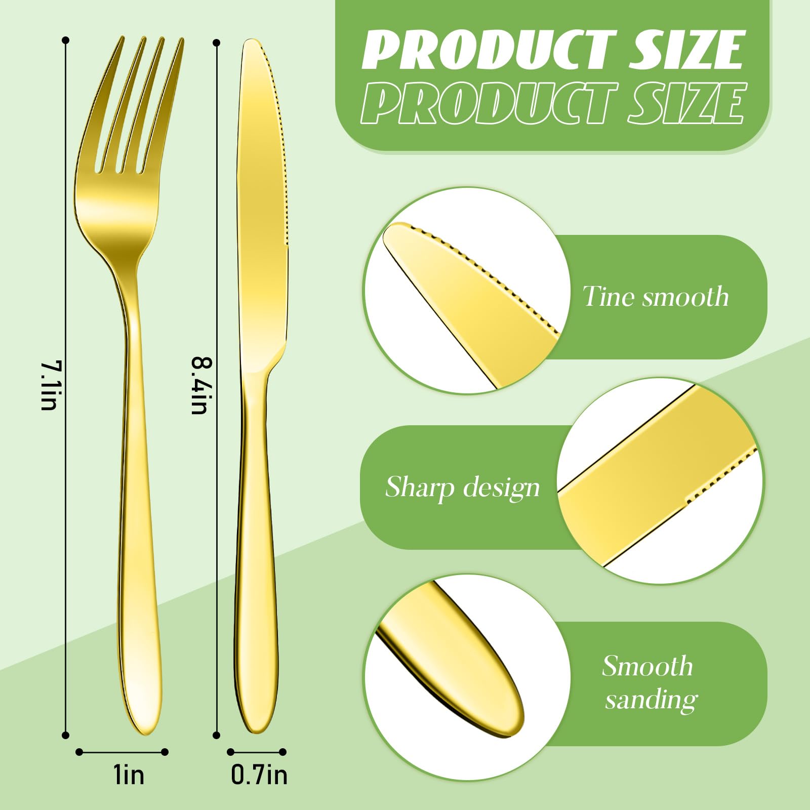 Premium 150-Piece Stainless Steel Flatware Set - 75 Steak Knives & 75 Dinner Forks - Mirror Polished Gold Cutlery for Home, Restaurant & Hotel Use - Dishwasher Safe - Perfect for Dinner Parties, Weddings & Catering Events
