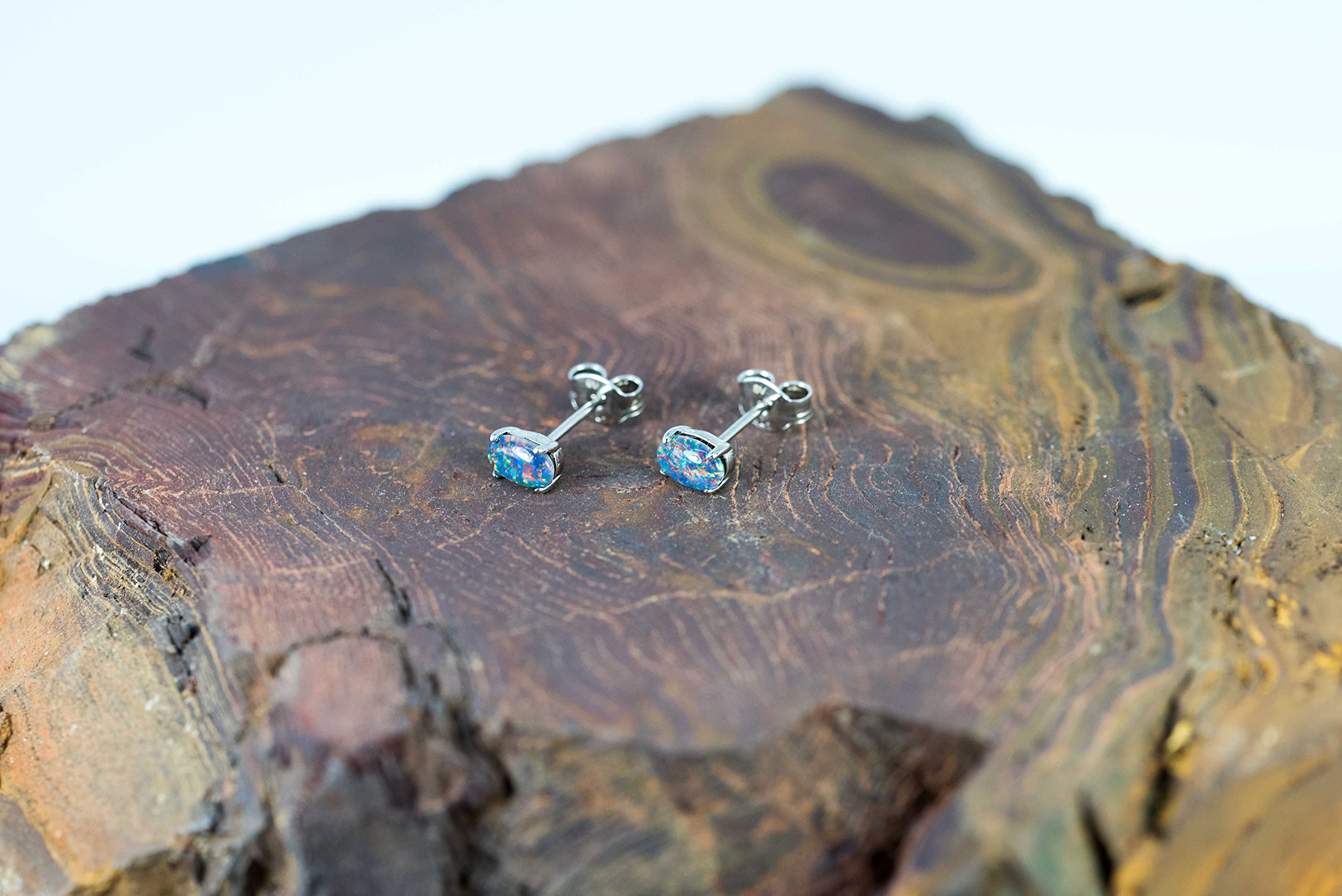 Australian Triplet Opal Earrings - Dainty White or Yellow Gold Plated Sterling Silver Women's Jewelry | Perfect for Weddings, Parties & Special Occasions