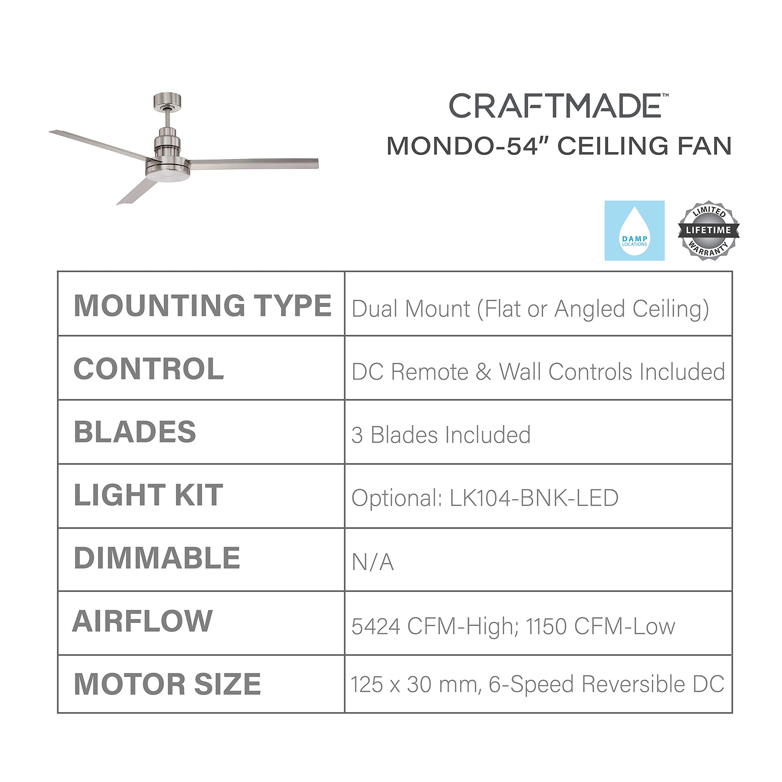 Craftmade MND54BNK3 54