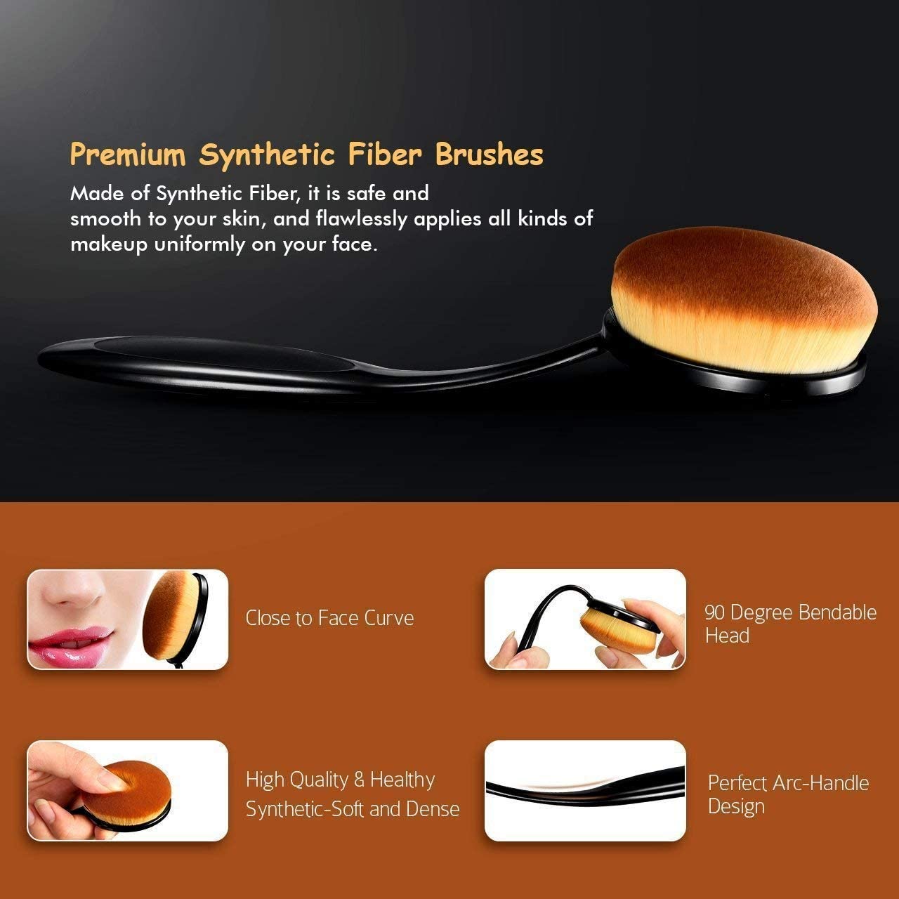 Lusty Soul Pink Foundation Brush & Oval Brush Set - Professional Makeup Brush Kit for Flawless Blending & Contouring - Perfect for Everyday Makeup & Special Occasions