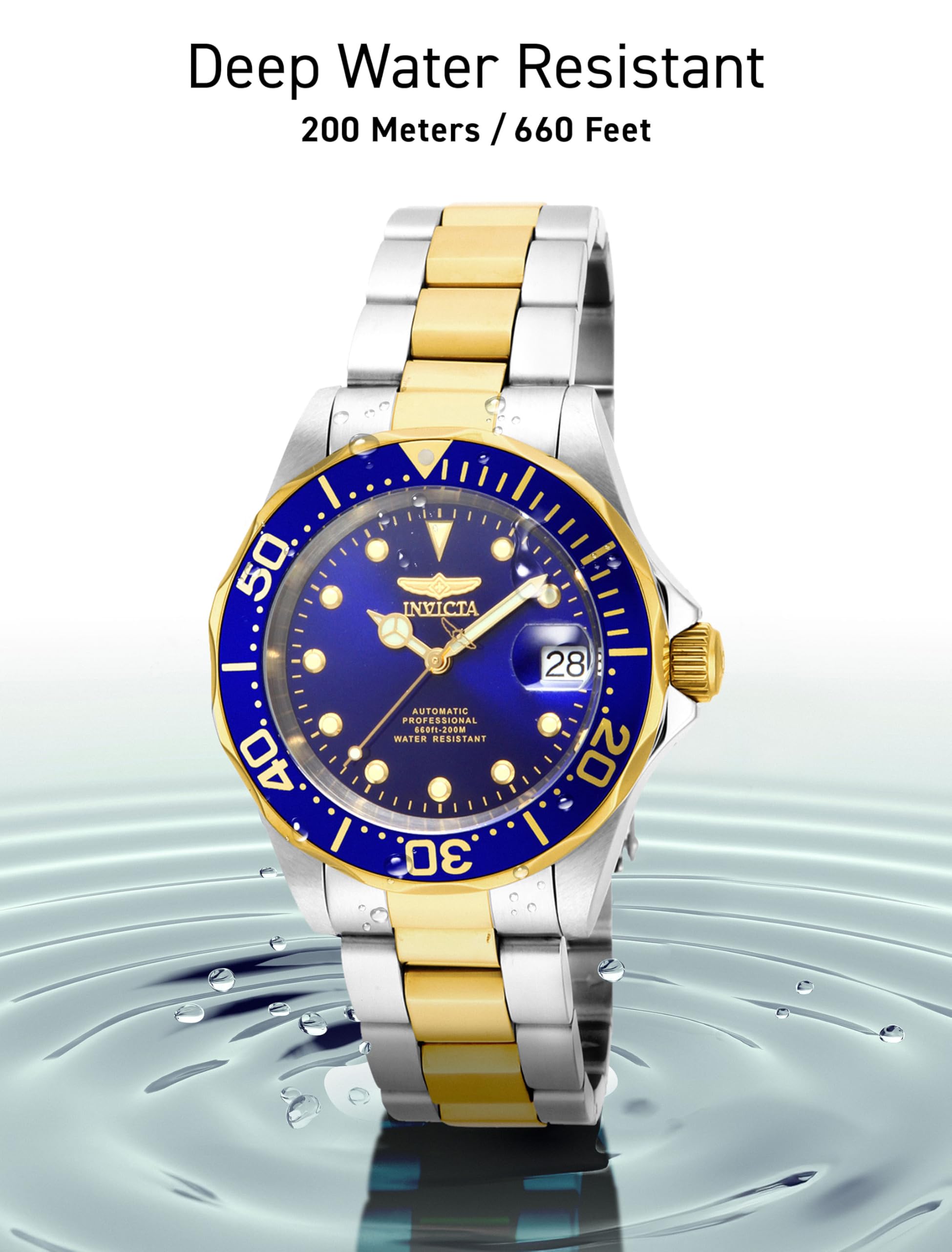 Invicta Men's Pro Diver Automatic Watch - Stainless Steel Dive Watch with Date Window, 200M Water Resistant - Perfect for Scuba Diving, Swimming & Everyday Wear