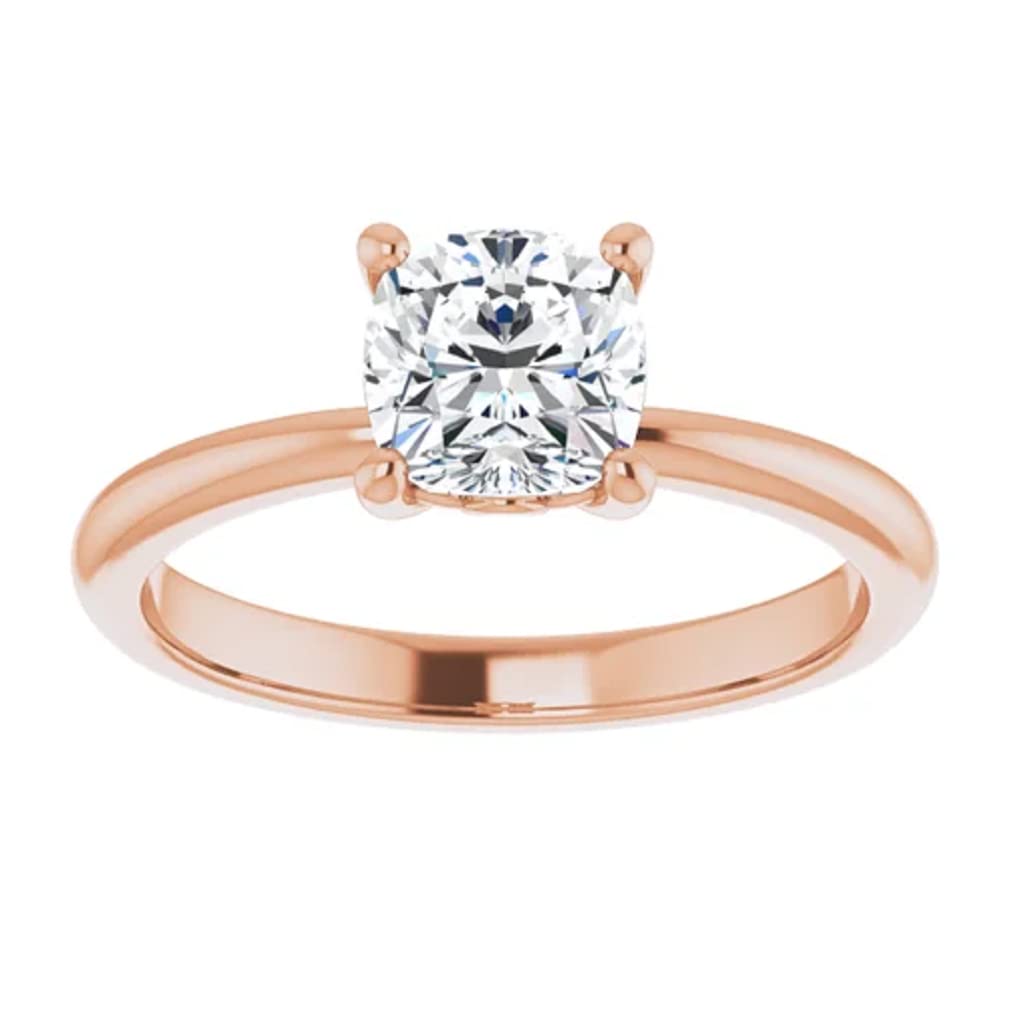 10K Solid Rose Gold Handmade Engagement Ring - 1.0 CT Cushion Cut Moissanite Diamond Solitaire Wedding Band for Women | Perfect for Proposals, Anniversaries & Bridal Jewelry Gifts