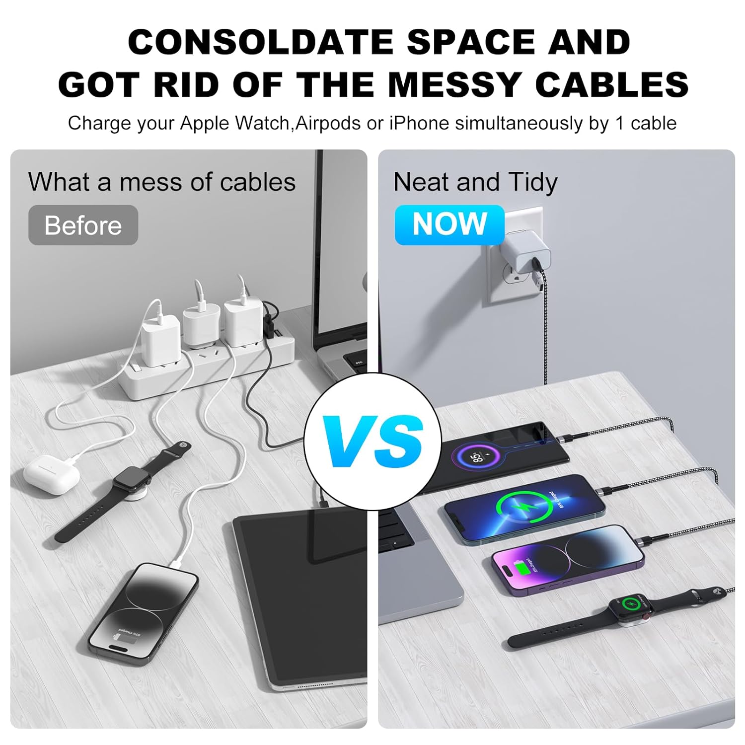 4-in-2 USB C Cable 20W PD Fast Charger with Magnetic Connector - Nylon Braided Durable Multi-Port Charging Cord for iPhone, Android, Tablet - Perfect for Home, Office & Travel