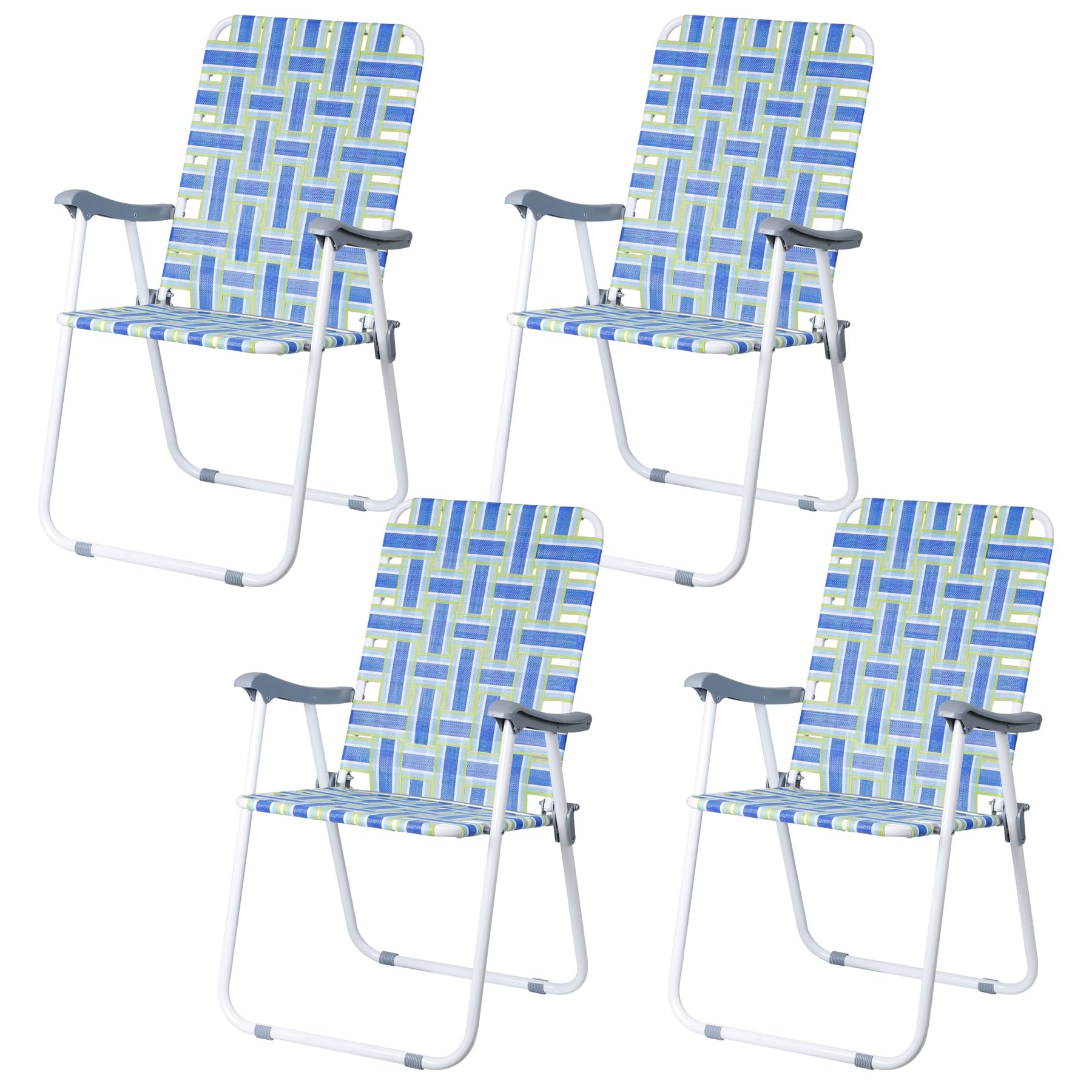 ZENY 4-Pack Folding Beach Chairs - Portable Outdoor Webbed Lawn Chairs with Steel Frame for Patio, Camping, Poolside & Backyard - Perfect for Beach Vacations, Picnics, and Outdoor Relaxation