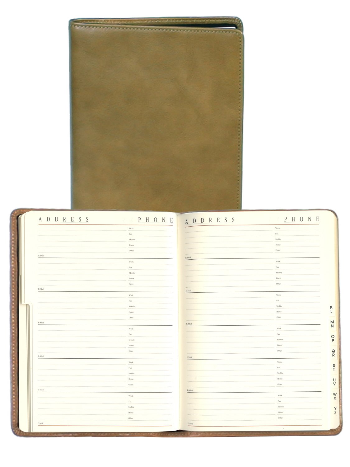 Premium Italian Leather Desk Telephone & Address Book - Aloe Green | Elegant Organizer for Home, Office & Business Use