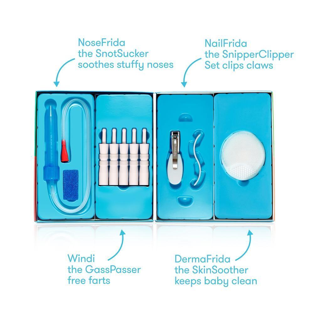 Fridababy Baby Essentials Kit - Newborn Care Set with NoseFrida, Nail Clippers & More - Perfect for Baby Shower Gifts & New Parents