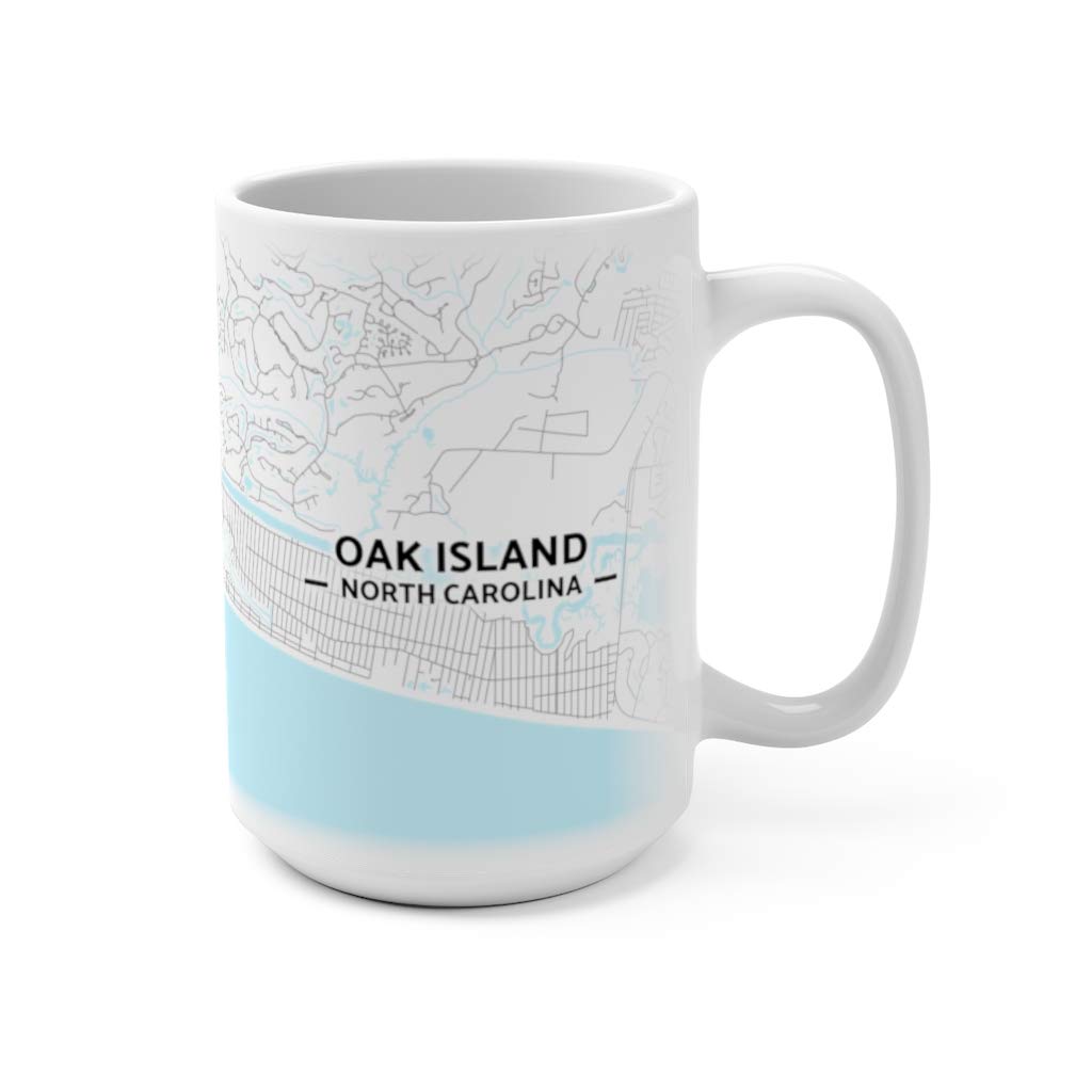Oak Island, North Carolina NC 15oz Ceramic Map Mug - Perfect for Coffee, Tea & Souvenir Collectors
