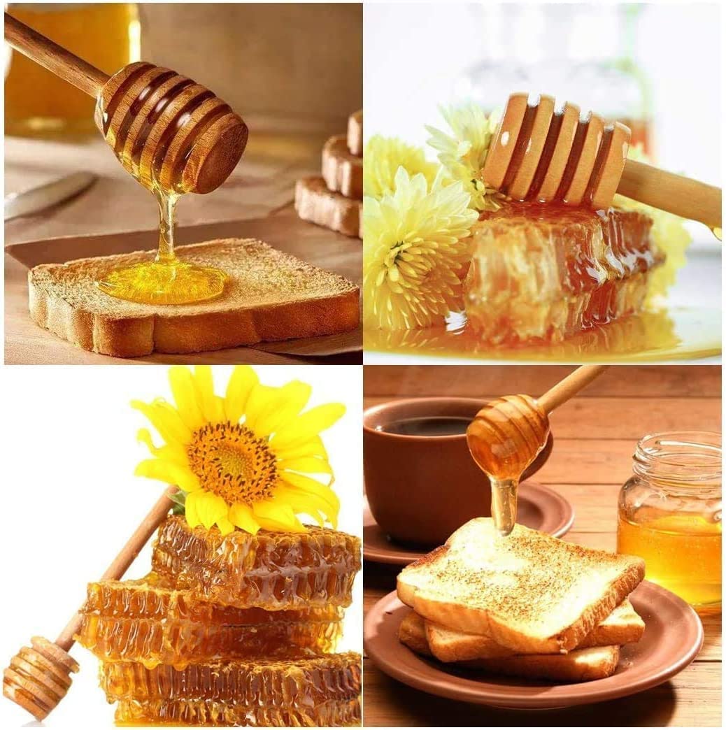 BetterJonny 100-Piece Wooden Honey Dipper Sticks Set - 3 Inch Mini Honey Stirrers for Tea, Coffee, Yogurt & Baking - Perfect for Honey Jars, Drizzling & Dispensing - Eco-Friendly Kitchen Utensils