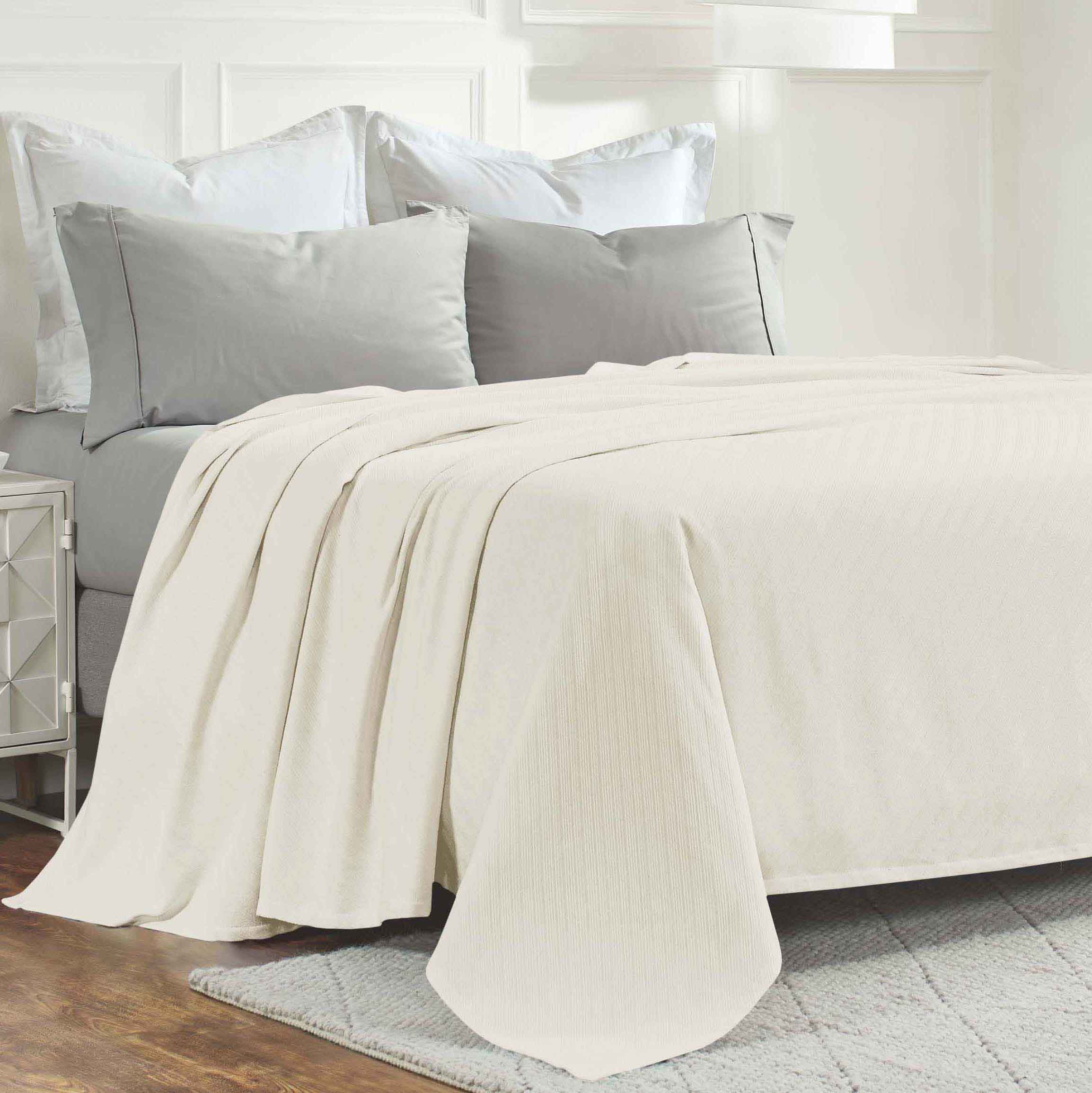 Soft Milan Cotton Textured Striped Lightweight Woven Blanket - Perfect for Sofa, Bed & Outdoor Picnics - Breathable & Cozy Throw