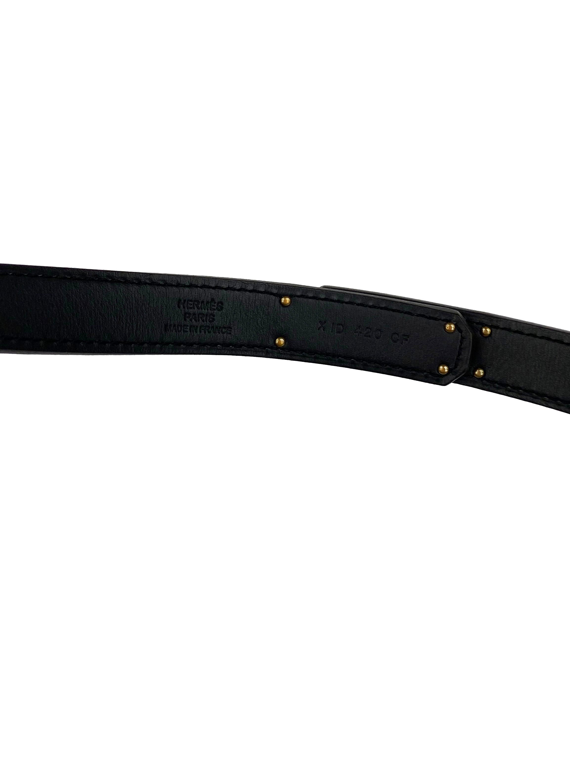 Authentic Hermes Black Kelly 18 Belt with Rose Gold Buckle - Luxury Leather Waist Belt for Women, Perfect for Office, Evening Events & Special Occasions