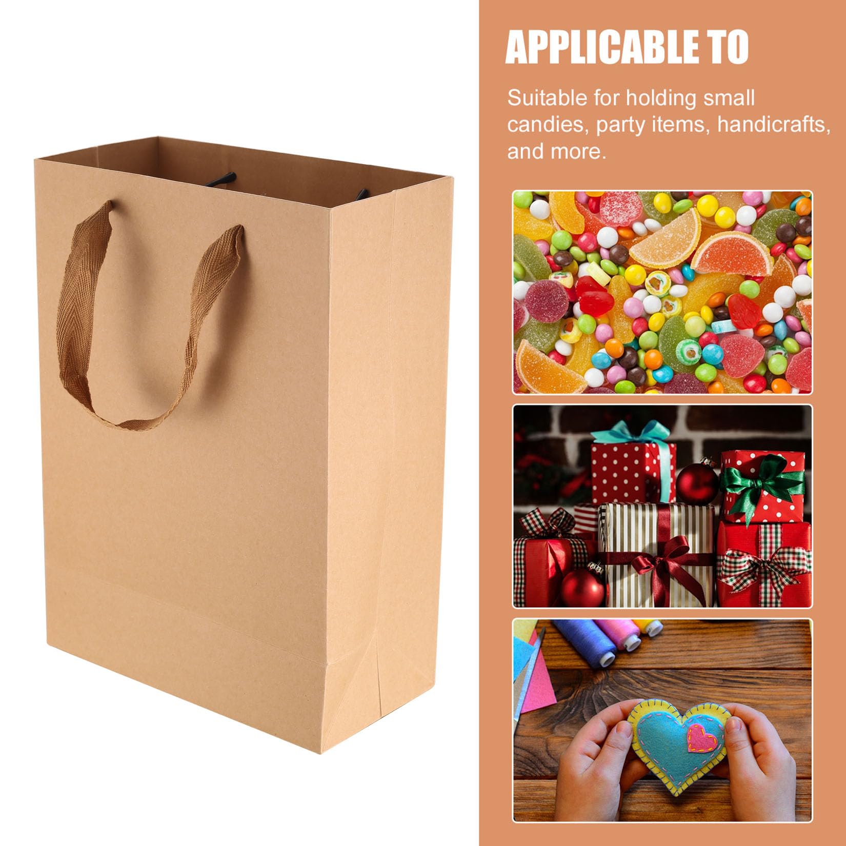 10 Pack Kraft Paper Gift Bags with Handles - Eco-Friendly Brown Shopping Bags for Retail, Small Business, Birthday Parties & Merchandise | Perfect for Party Favors, Boutique Packaging & Sustainable Shopping