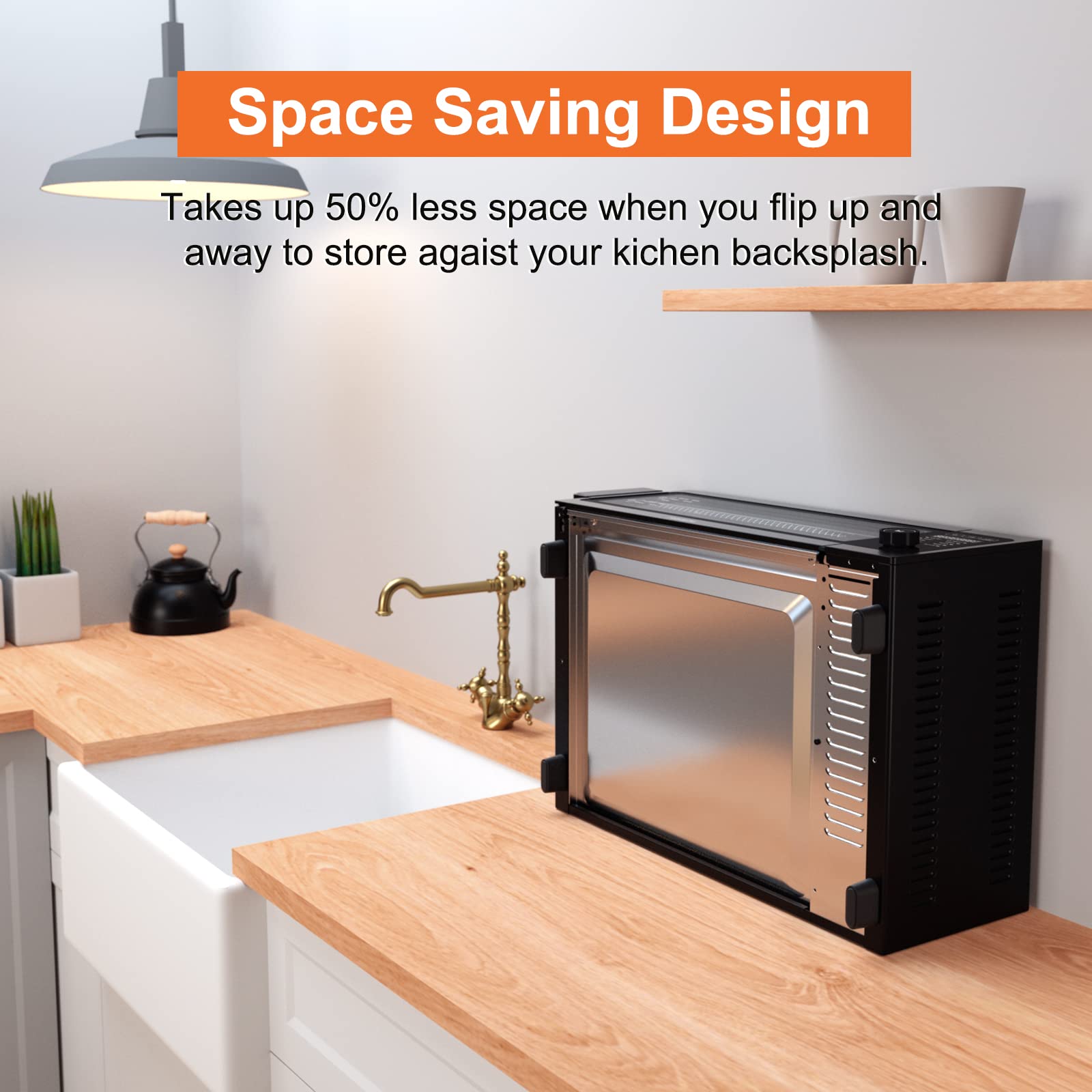 Fabuletta 10-in-1 Air Fryer Toaster Oven Combo - 1800W Countertop Convection Oven with Flip-Up Design for Space Saving | Oil-Free Cooking for 12