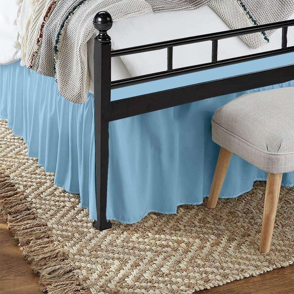100% Soft Microfiber Ruffled Bed Skirt with Split Corners - Wrinkle-Free, Sheen Finish, Gathered Style Dust Ruffle | 30 Inch Drop, 3-Sided Coverage | Perfect for Master Bedrooms, Guest Rooms & Luxury Hotel Decor