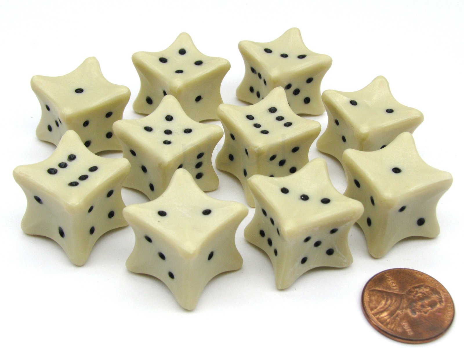 10 Pack of 18mm D6 Six-Sided Bone Dice for RPG, D&D, Tabletop Games - Perfect for Dungeons & Dragons, Pathfinder, and Board Game Enthusiasts