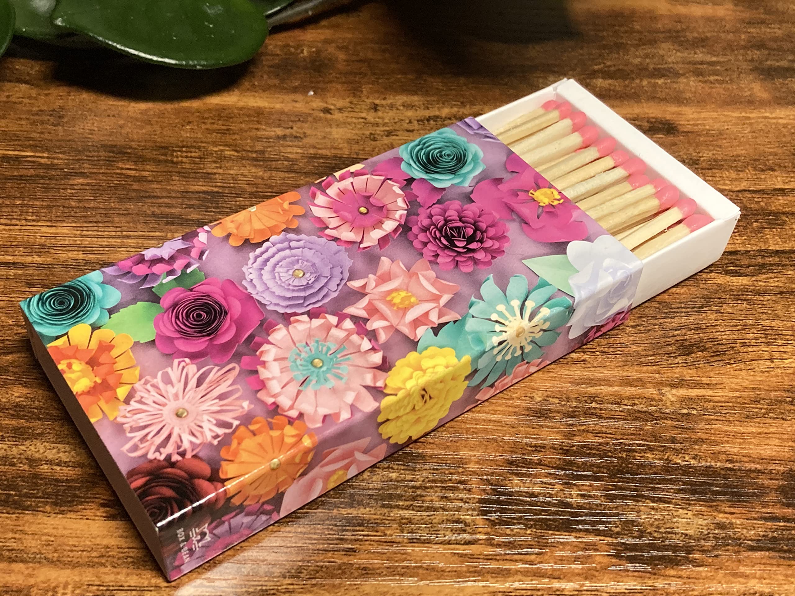 Origami Flowers Decorative Matchboxes with Wooden Matches - Set of 2 | Perfect for Lighting Candles, Fireplaces, Grills, Camping & Home Decor | Elegant Gift Idea for Weddings, Parties & Special Occasions