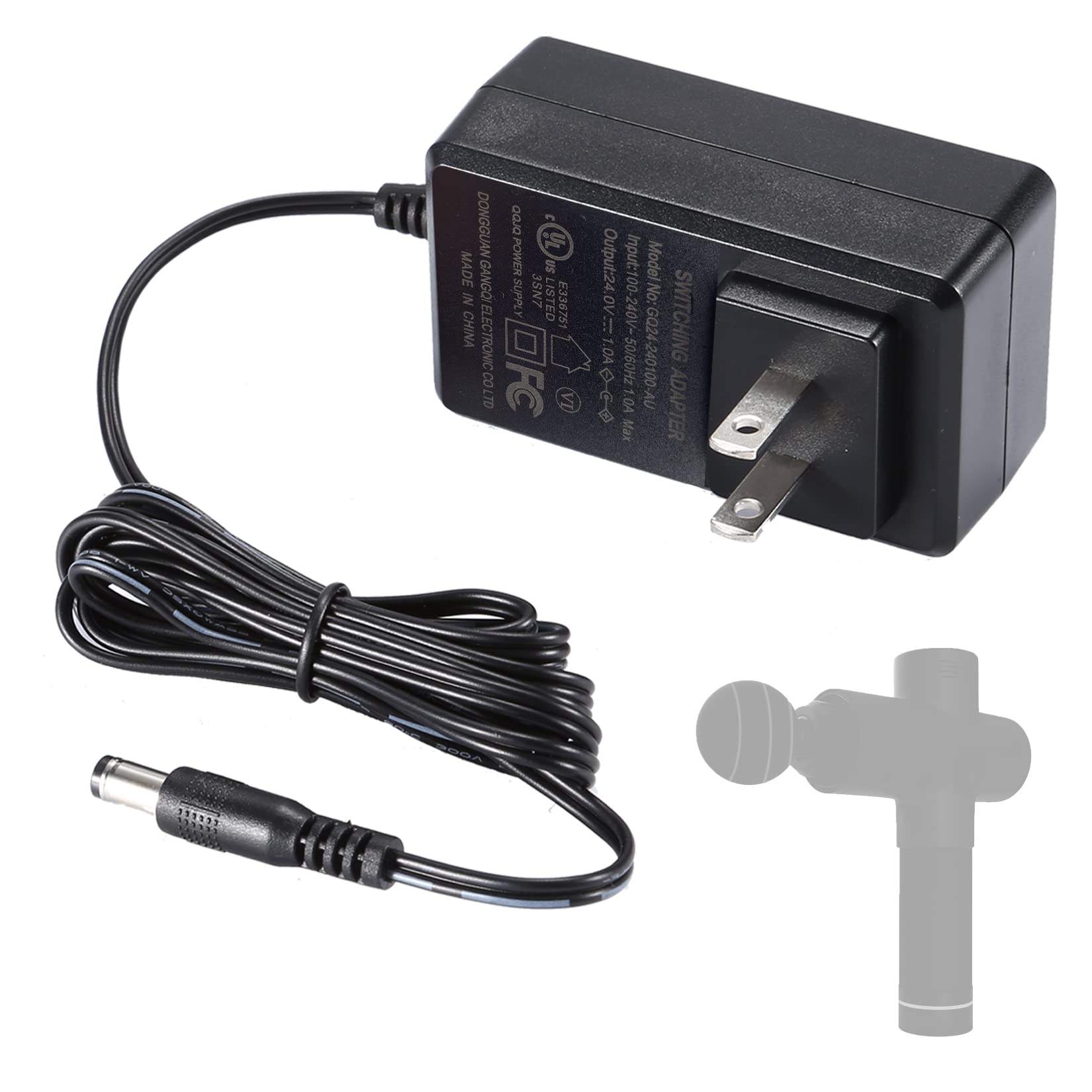 24V 1A Massage Gun Charger - DC Power Cord for Muscle Recovery & Deep Tissue Massage - Compatible with 25.2V Massage Guns - Perfect for Home Gym, Physical Therapy & Post-Workout Relaxation