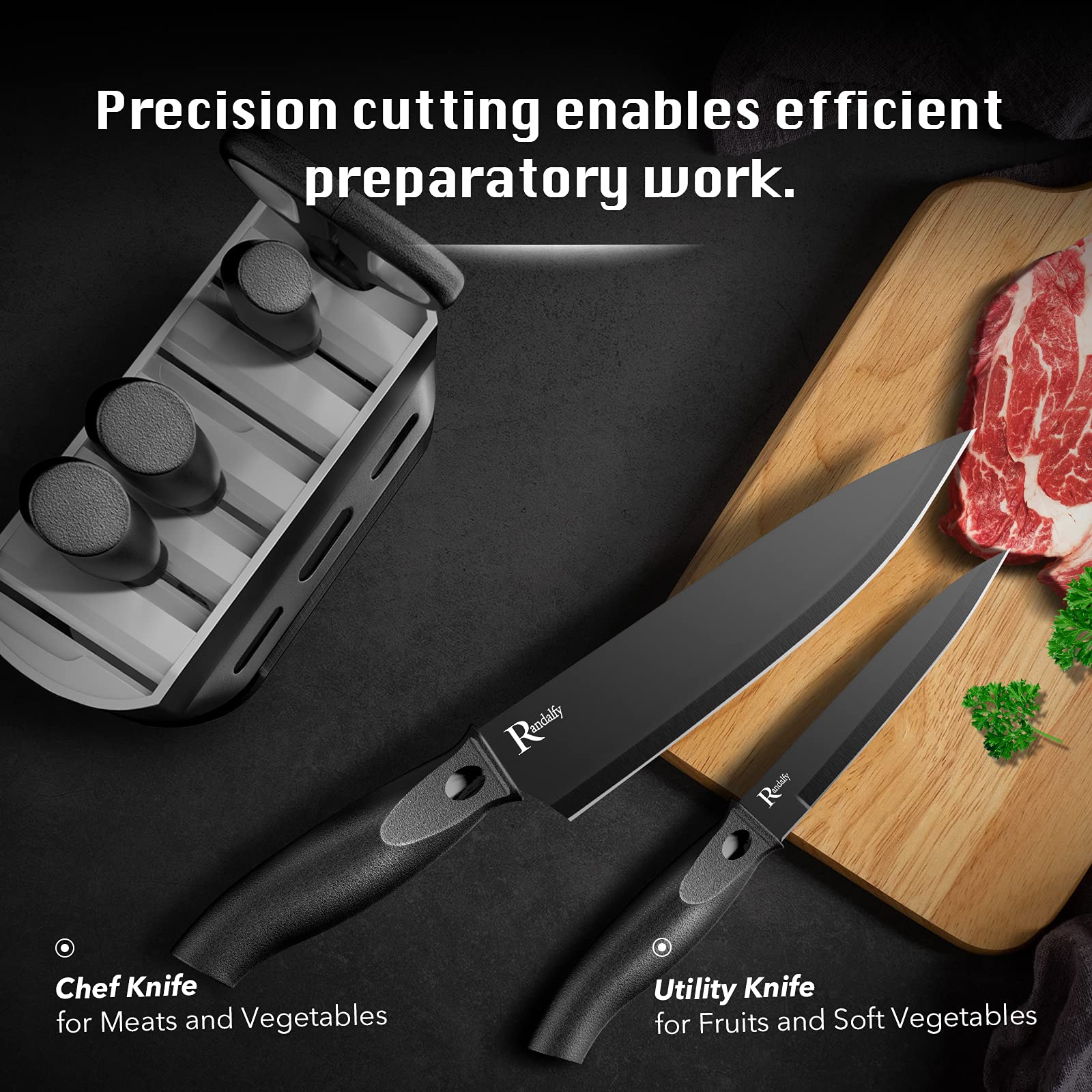 7-Piece Professional Chef Knife Set with Knife Block - High-Quality Kitchen Knives for Meat, Vegetables & Fruits | Includes Chef Knife, Paring Knife, Scissors & Storage Block | Perfect for Chopping, Slicing, Dicing & Cutting | Ideal for Home Chefs & Cooking Enthusiasts