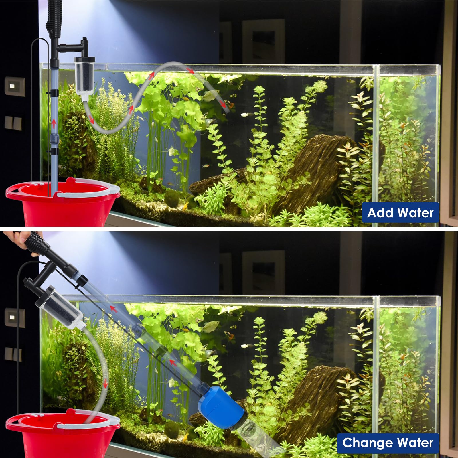 Electric Gravel Cleaner 32W 6-in-1 Aquarium Vacuum for Sand & Water Changing - Perfect for Fish Tank Maintenance