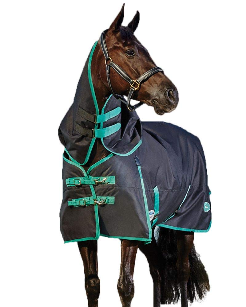 Weatherbeeta Green-Tec 900D Detach-A-Neck Heavy Horse Blanket - Waterproof Winter Horse Coat for Cold Weather Riding & Stable Use