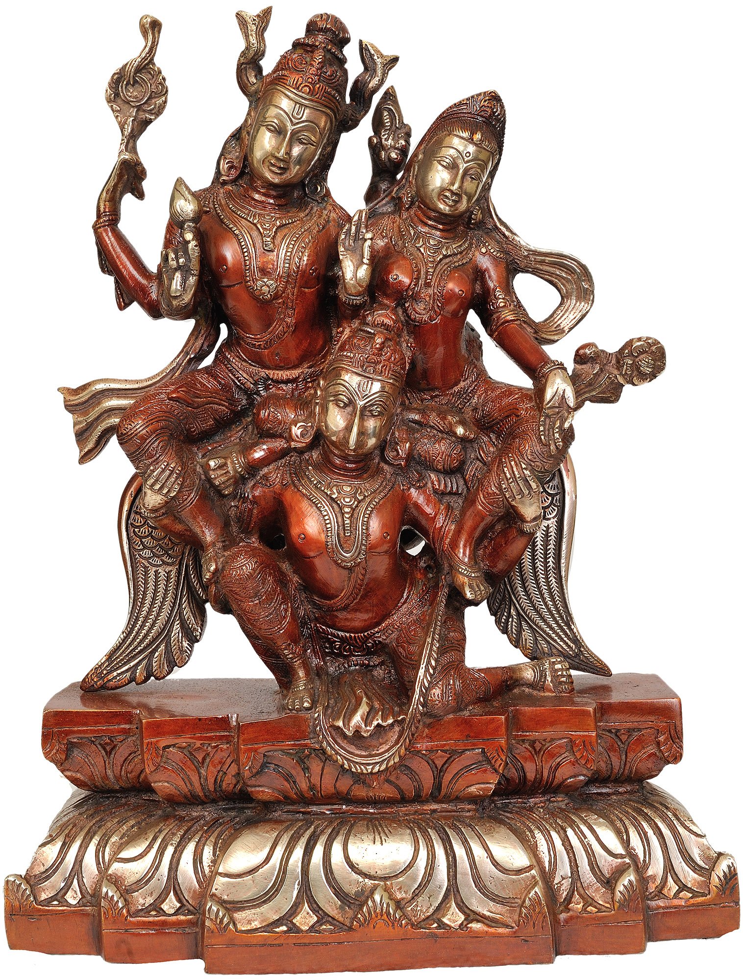 ZDN77 Red & Silver Lakshmi-Narayana Statue - Hindu Deity Figurine for Home Altar, Meditation & Spiritual Decor