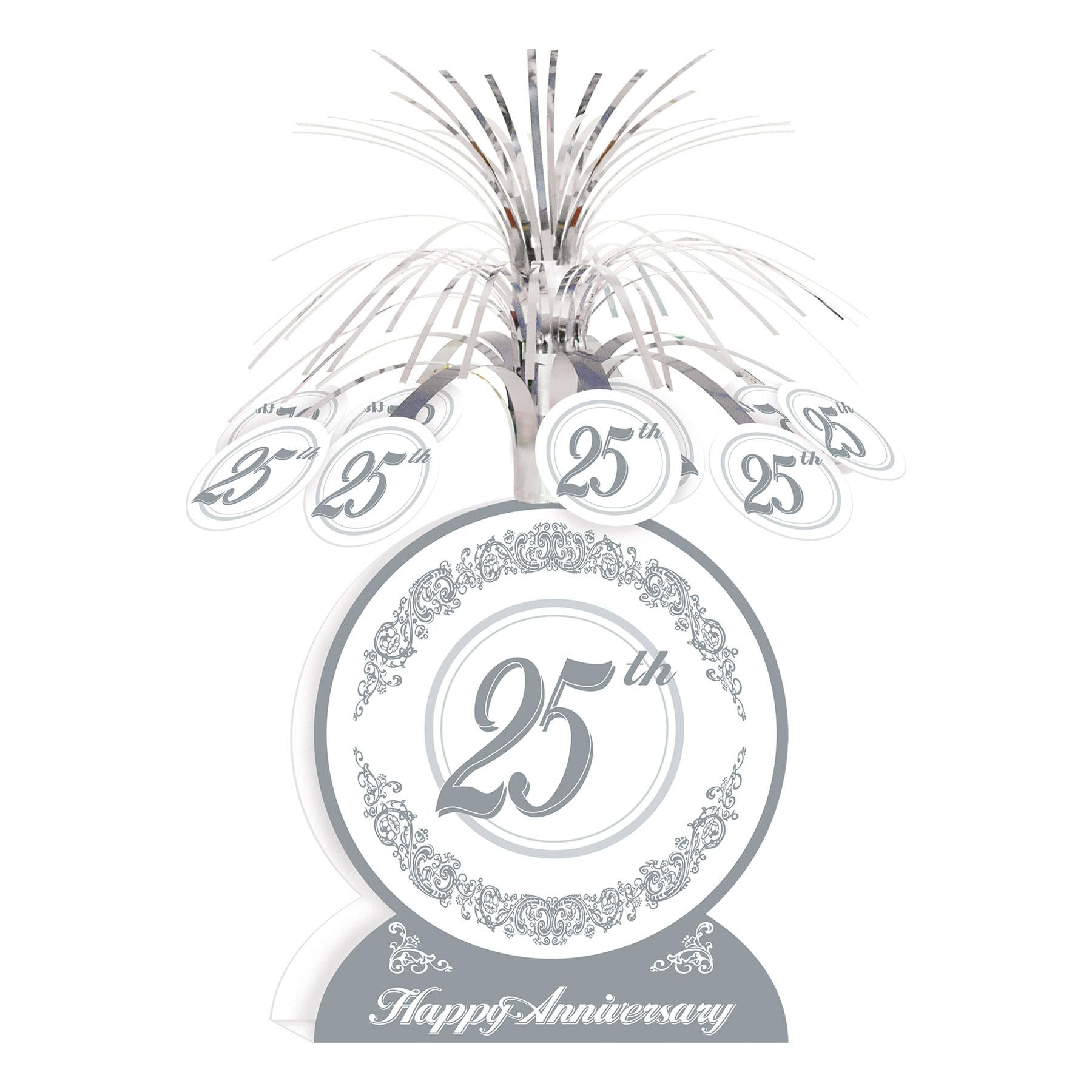 12 Pack Beistle 25th Anniversary Party Decorations - Silver & Black Table Centerpieces for Wedding, Anniversary & Special Events Celebrations