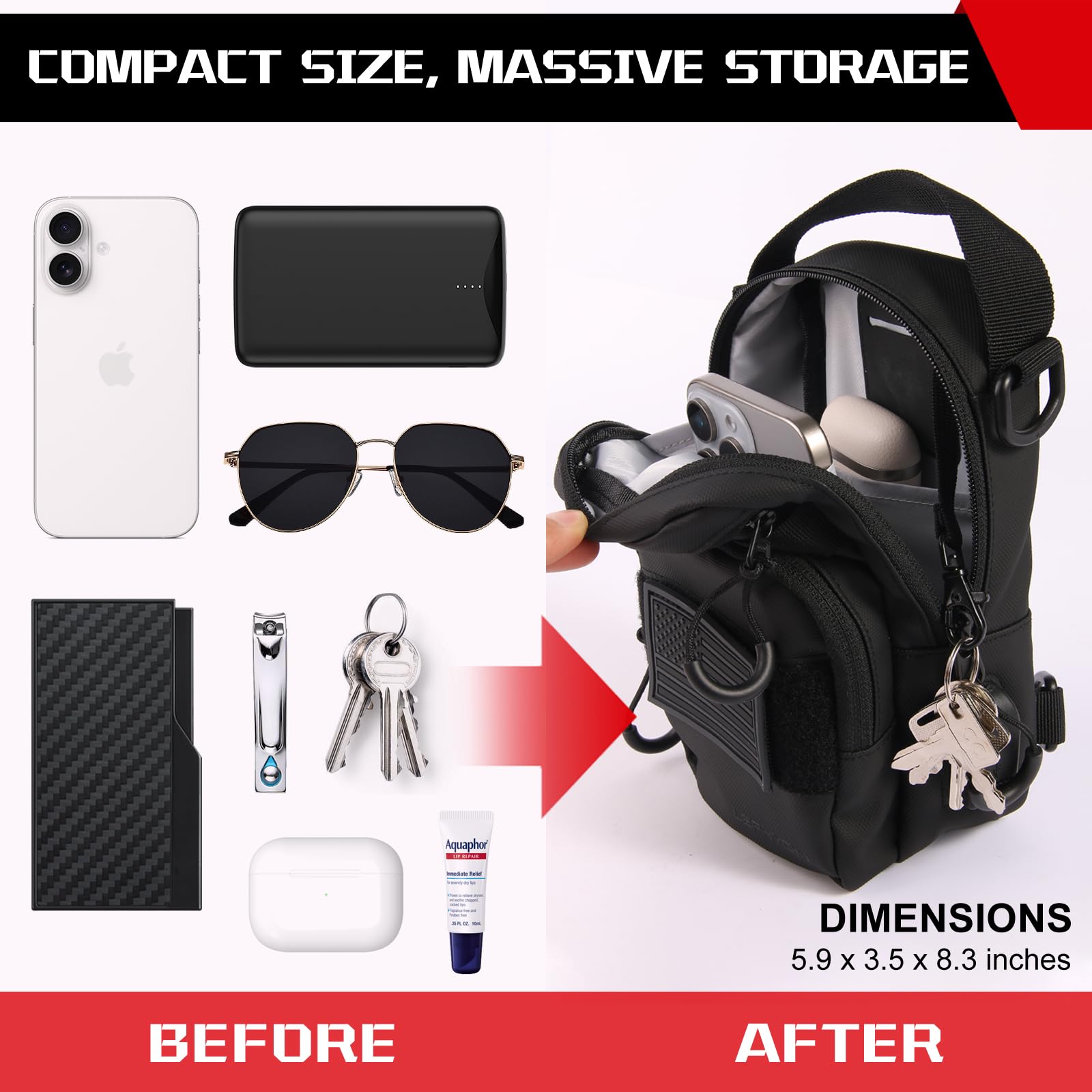LEPHYON Magnetic Gym Bag for Men & Women - Small Crossbody Sling Bag with Strong Magnets & USB Charging Port - Multi-Carry Design for Workout, Sports & Travel - Best Fitness Gift for Gym Lovers (Ideal for Gym, Running, Hiking & Everyday Use)