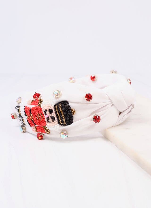 White Nutcracker Headband - Christmas Party Accessory for Women & Girls - Perfect for Holiday Photos, Costumes & Festive Events