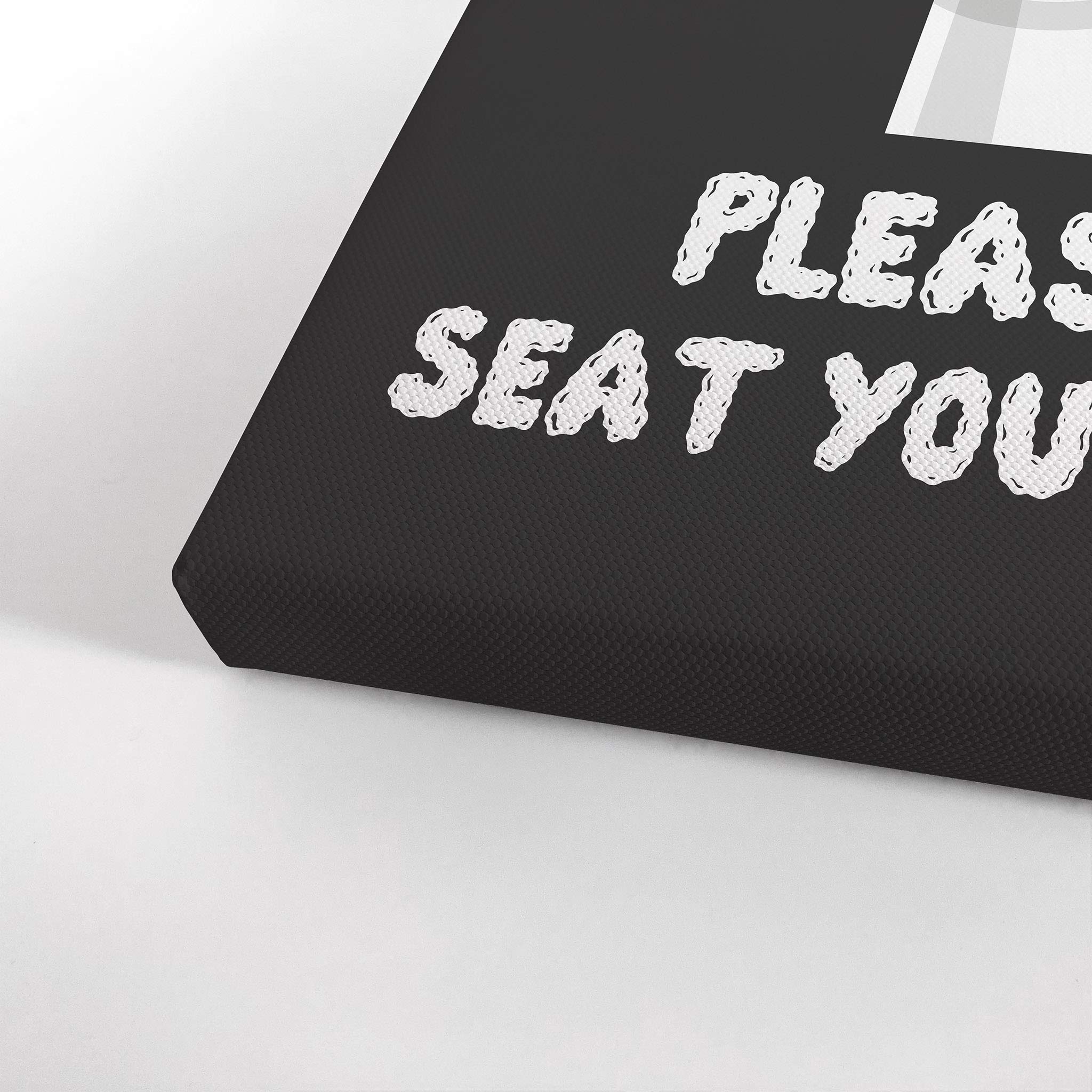 Funny Bathroom Sign Canvas Print - 'Please Seat Yourself' Humorous Quote Wall Art - Ready to Hang Toilet Decor (36x24) - Perfect for Powder Rooms, Guest Bathrooms & Home Decoration - Made in USA
