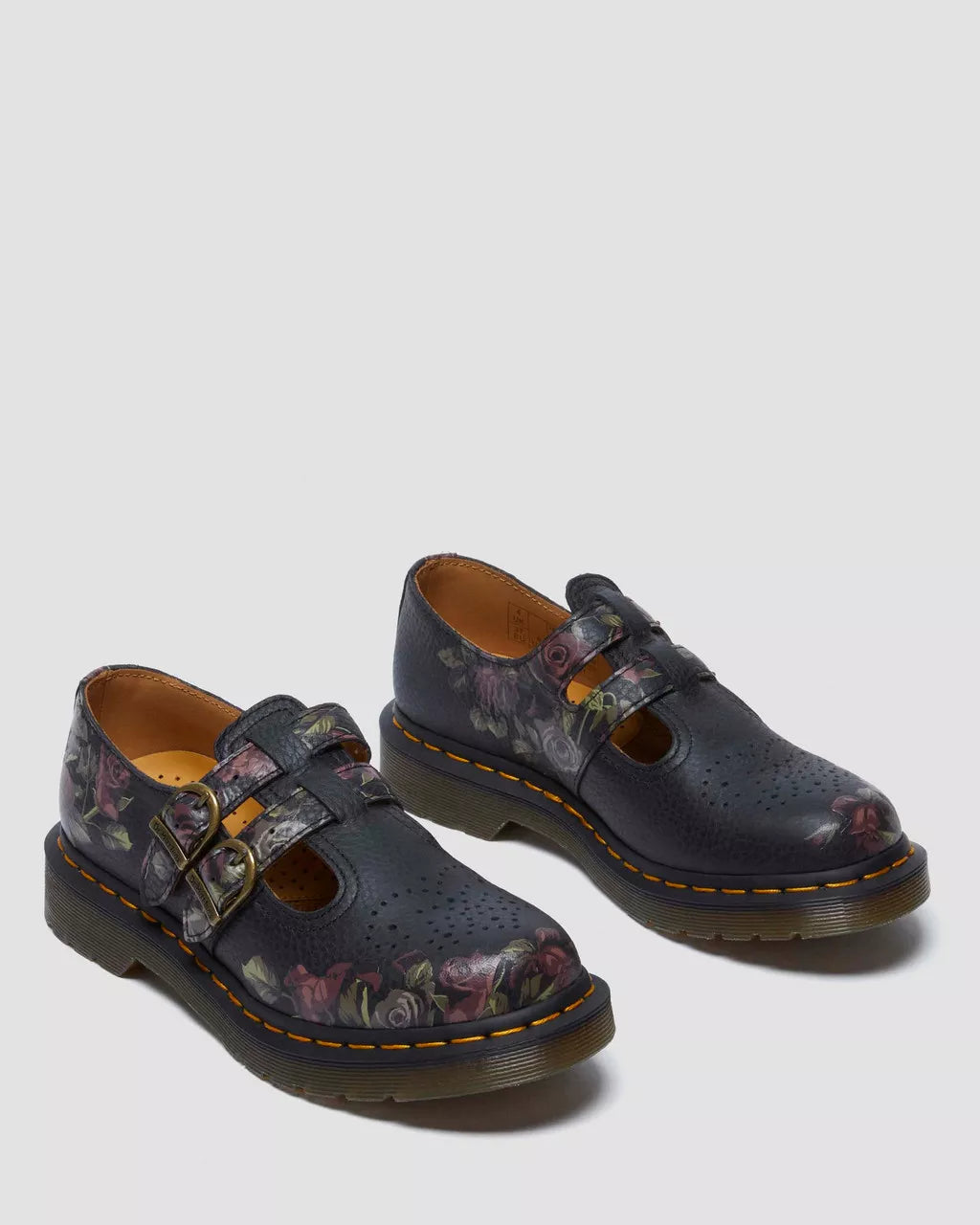 8065 Decayed Roses Nappa Mary Jane Shoes - Vintage Style Women's Flats for Casual Wear, Office & Date Night Outfits