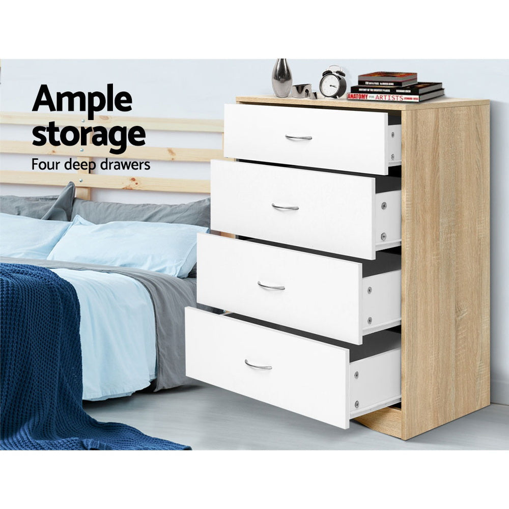4 Drawer Tallboy Dresser - Solid Wood Chest of Drawers for Bedroom Storage & Organization | Perfect for Home, Office, or Dorm Room Furniture