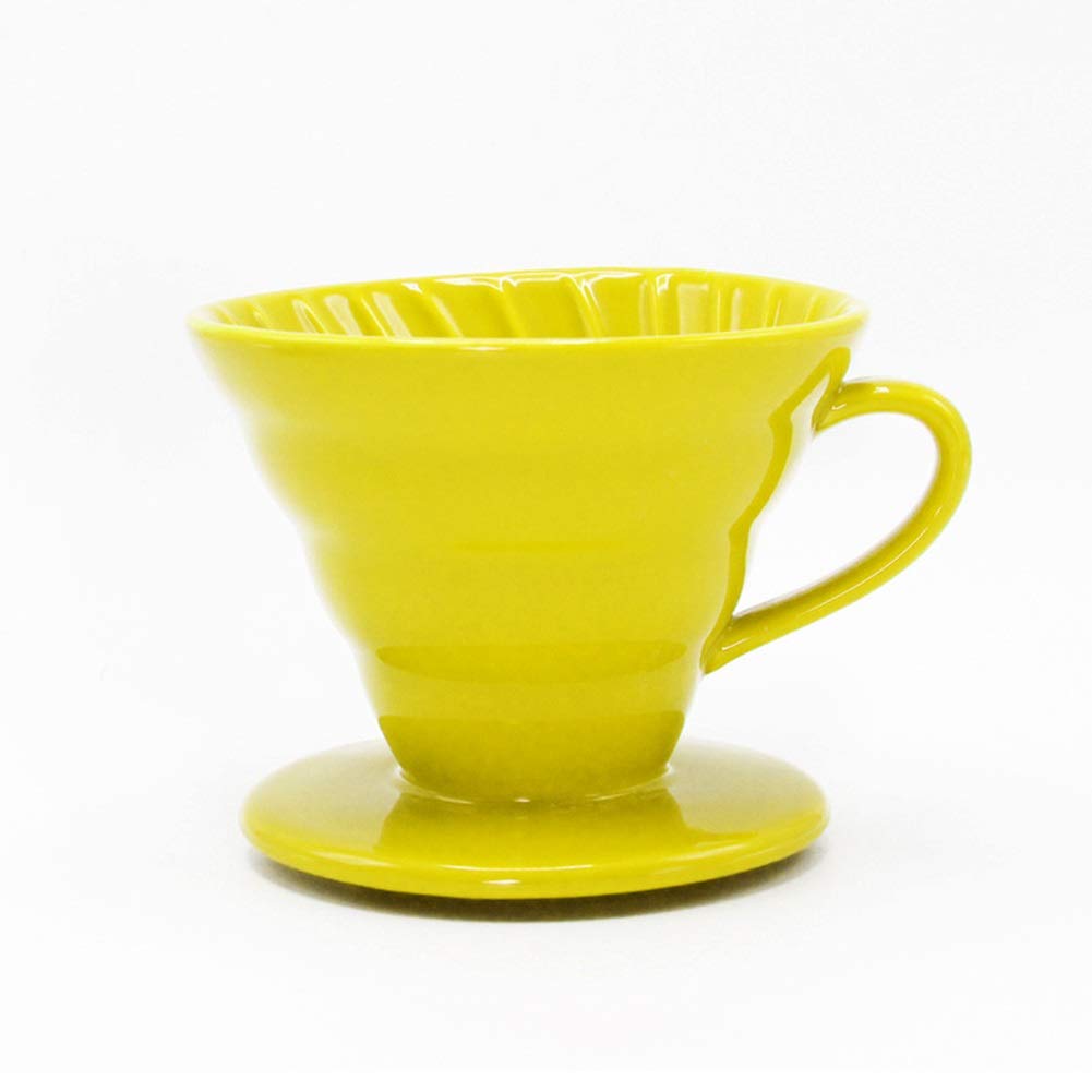 Premium Ceramic Pour Over Coffee Dripper - Slow Brew Manual Coffee Maker for Home, Office & Cafes - Yellow Handcrafted Filter Cone for Specialty Coffee Lovers (Perfect for Morning Rituals & Coffee Tasting Events)