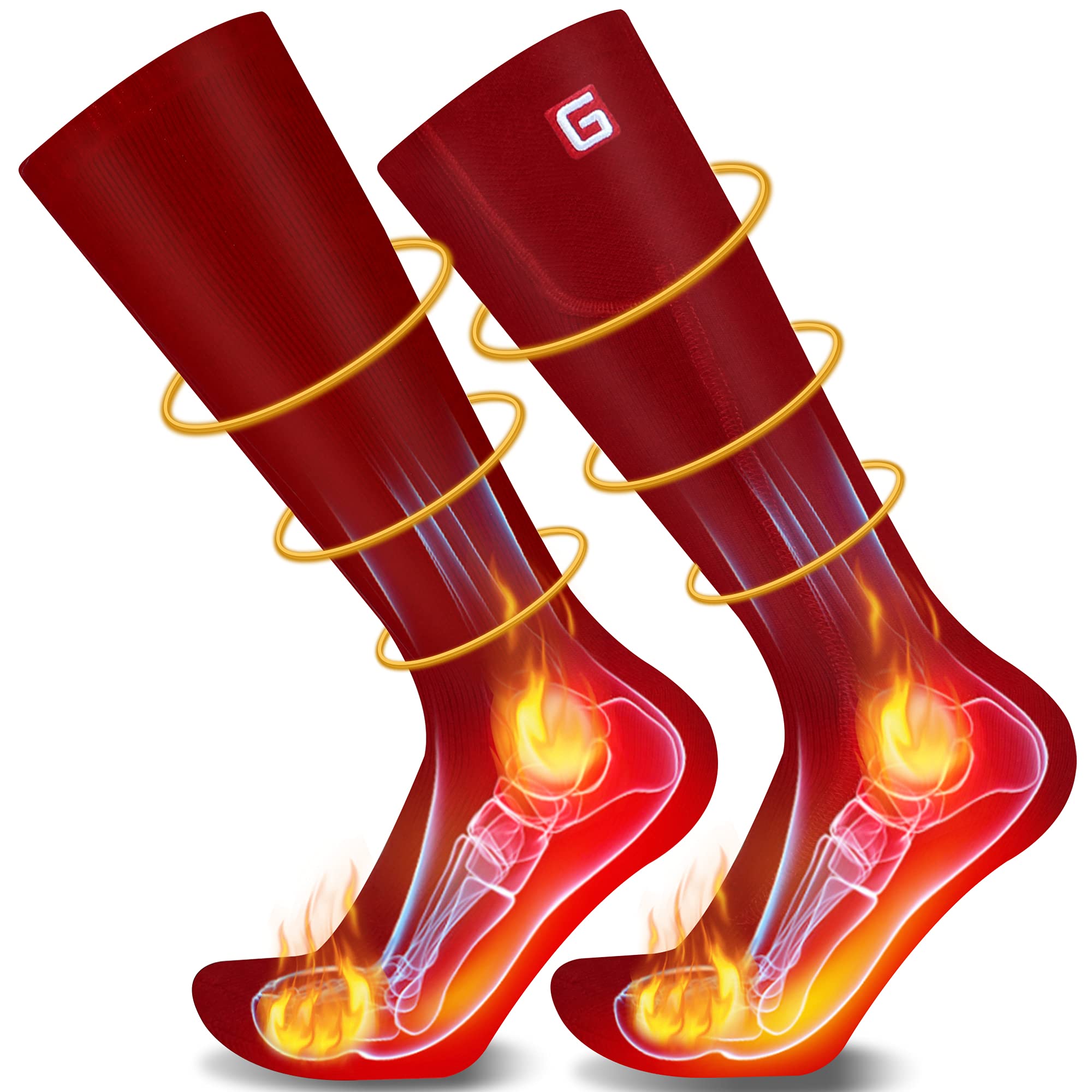 Rechargeable Electric Heated Socks for Men & Women - Battery Powered Winter Warm Thermal Socks for Skiing, Hunting, Hiking & Outdoor Activities - Perfect for Cold Weather Adventures & Extreme Sports