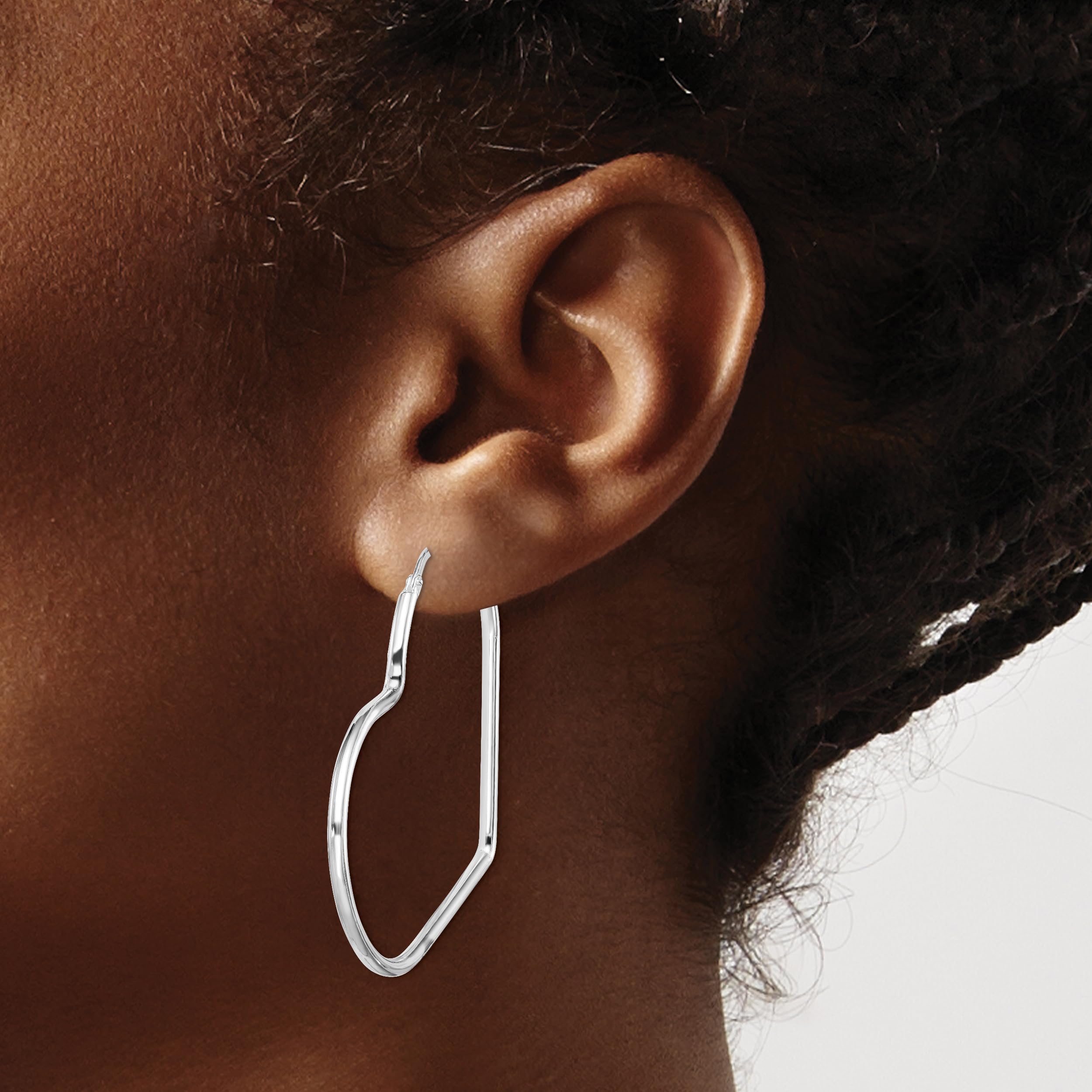 925 Sterling Silver 2mm Heart Love Round Extra Large Hoop Earrings for Women - Elegant Valentine's Day Gift, Anniversary Present, Romantic Date Night Jewelry