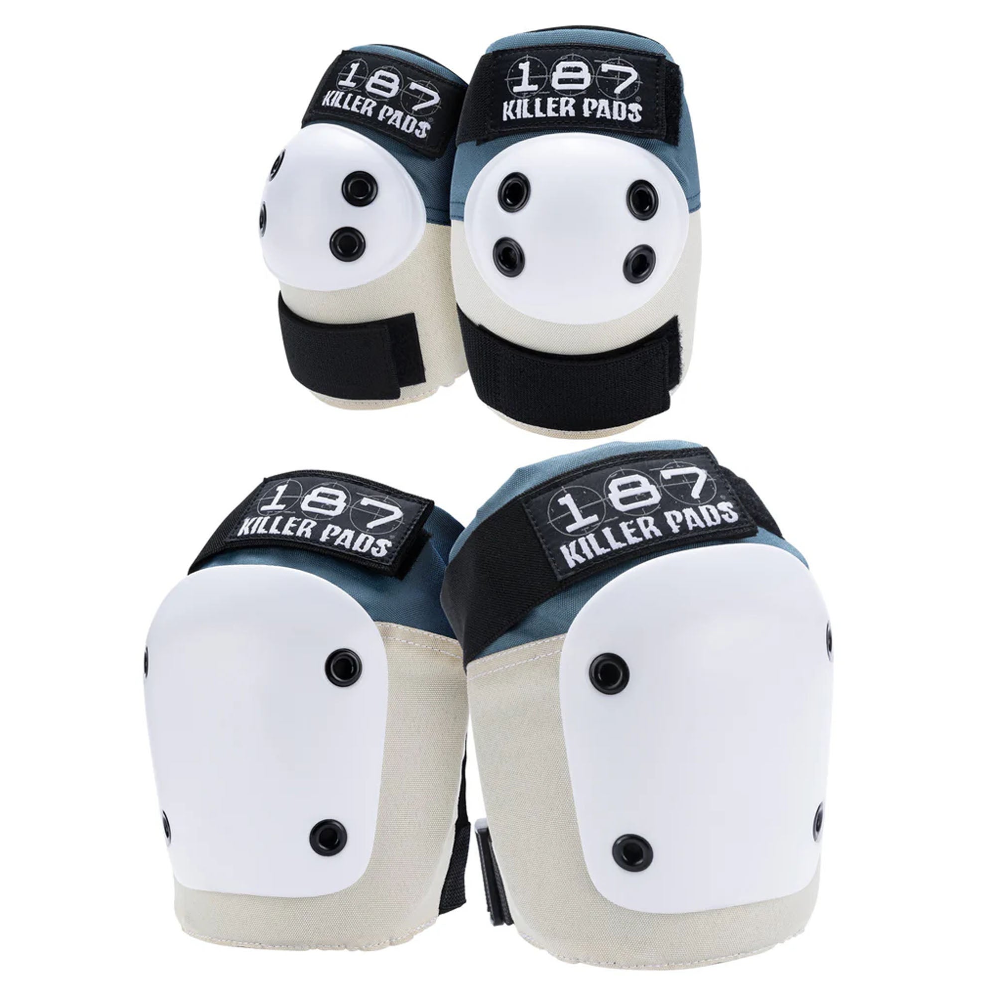 187 Killer Pads Knee & Elbow Pads Combo Pack - Stone/Khaki - Protective Gear for Skateboarding, Roller Skating & Extreme Sports