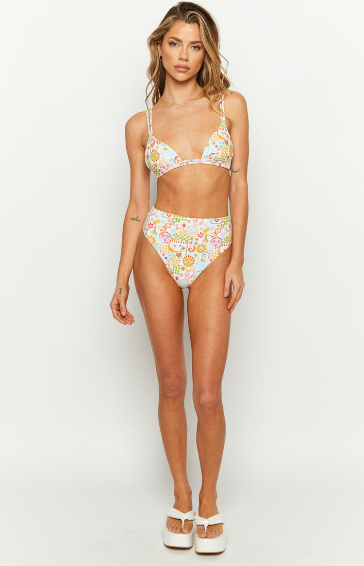 9.0 Swim Sumba Summer Multi Print Bikini Top - Women's Floral Bikini Top for Beach, Pool & Vacation | Trendy Swimwear for Summer 2024