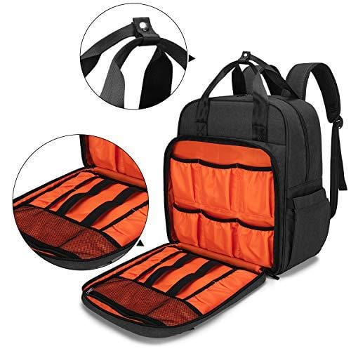 Professional Bartender Backpack - Padded Mixology Kit Bag for Wine & Cocktail Shakers, Portable Bar Tools Organizer with Multiple Compartments | Ideal for Home Bars, Outdoor Parties, Travel & Mobile Bartending (Black, Bag Only)