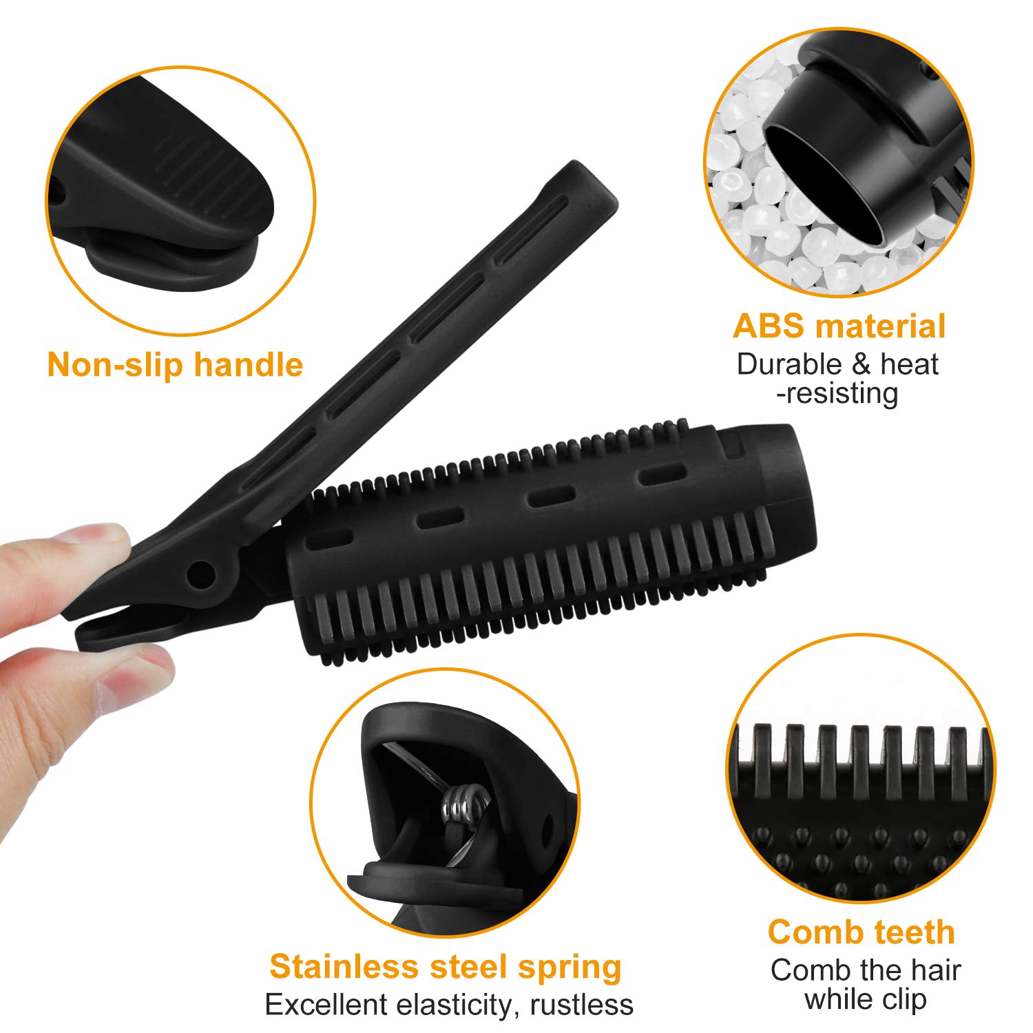 6pcs Volumizing Hair Root Clips for Women - Instant Hair Volume Boost, Fluffy & Natural Look for Thin & Curly Hair - Includes 2 Roller Tools (Black) | Perfect for Daily Styling, Parties & Special Occasions