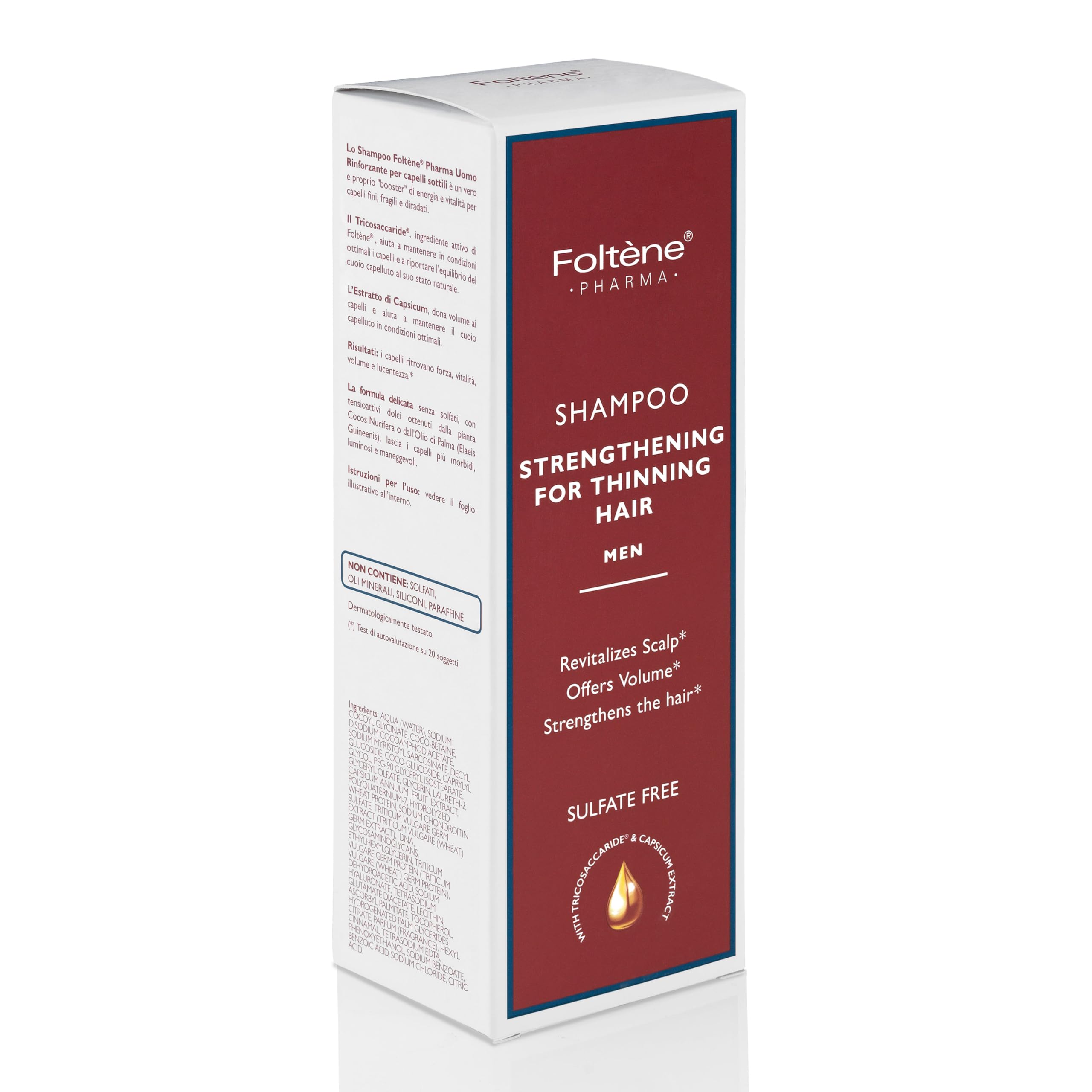 Foltene Hair Growth Shampoo for Men - Thickening & Volumizing Shampoo for Thinning Hair - Sulfate & Silicone Free Formula - 6.76 Fl.oz - Reduces Hair Loss & Strengthens Strands | Perfect for Daily Use & Hair Regrowth Routine