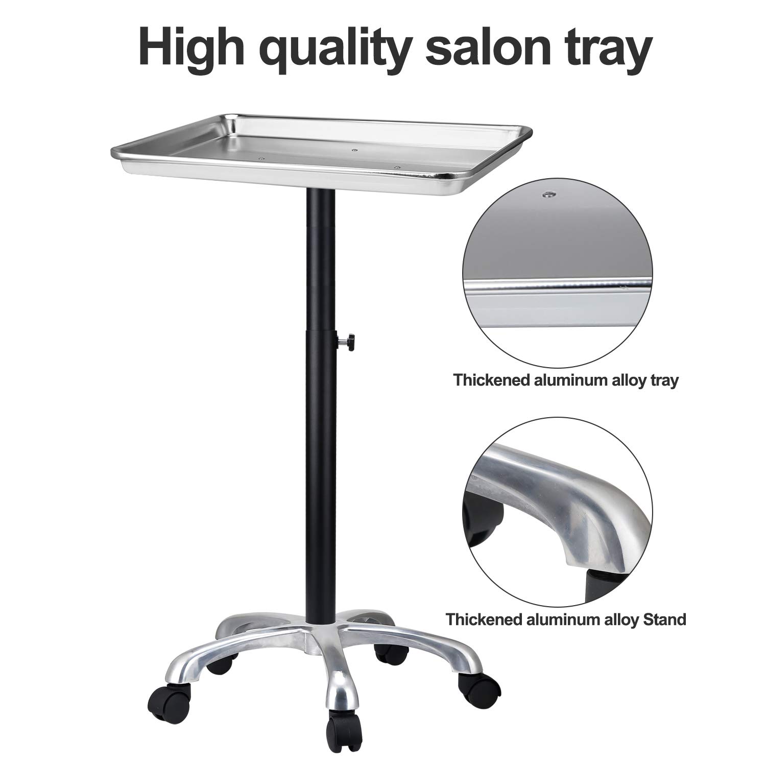 **Salon Tray with Metal Feet & Wheels - Adjustable Height, Non-Rusting Hair Color Tray - Perfect for Salon Styling, Hair Coloring & Mobile Beauty Services**