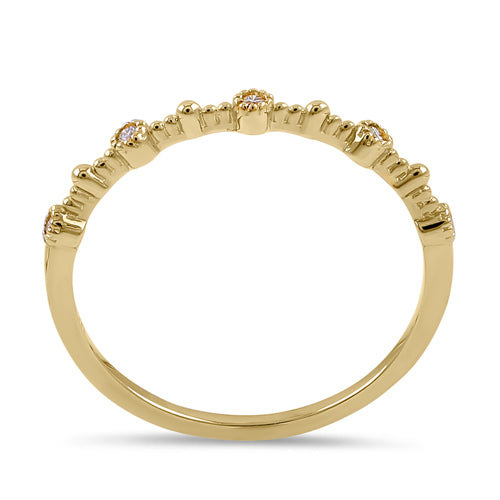 14K Yellow Gold Thin Half Eternity Stackable Diamond Ring for Women - Dainty Wedding Band, Anniversary Gift, Everyday Jewelry for Stacking & Layering