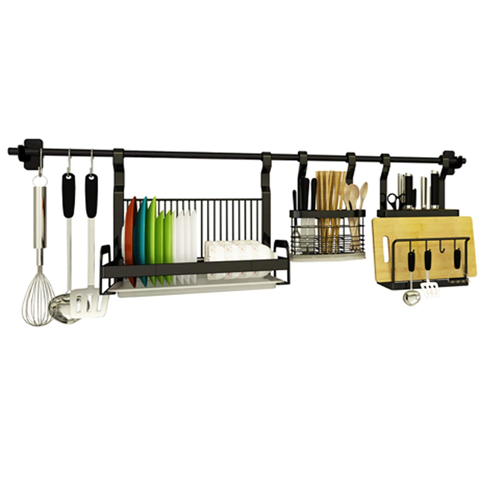 Colture 304 Stainless Steel Over The Sink Dish Drying Rack Set with Knife Holder, Utensil Cage & 3 Hooks - Space Saving Kitchen Organizer for Dishes, Cutlery & Cookware - Perfect for Small Kitchens, Apartments & RVs