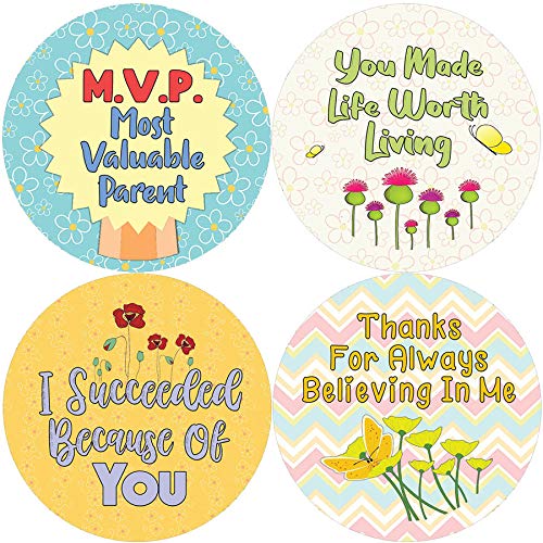 Creanoso Premium Parents Appreciation Stickers (5-Sheet Pack) - High Quality Thank You Stickers for Kids, Teens & Adults - Perfect for Stocking Stuffers, Corporate Gifts, Party Favors & Teacher Appreciation - Great for Scrapbooking, DIY Projects & Personalizing Gifts