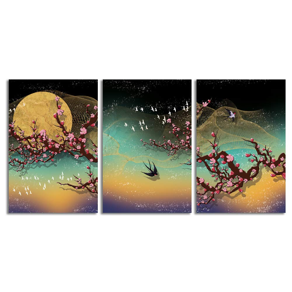 3-Panel Abstract Chinese Landscape Canvas Wall Art - 24
