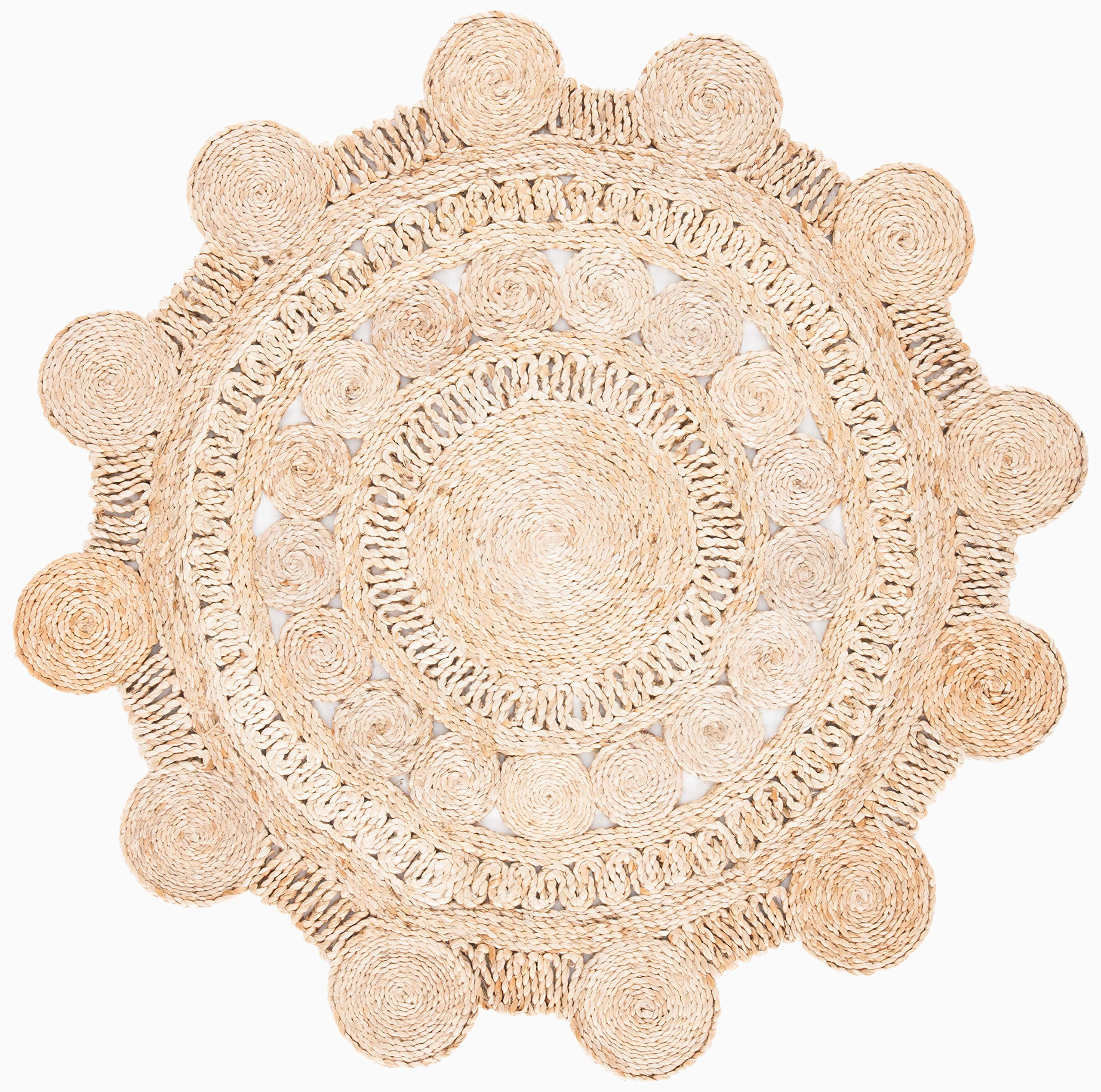 SAFAVIEH Handmade Natural Jute Area Rug 7' Round - Boho Farmhouse Style for Living Room, Bedroom & Dining Room | NF161A Round Collection