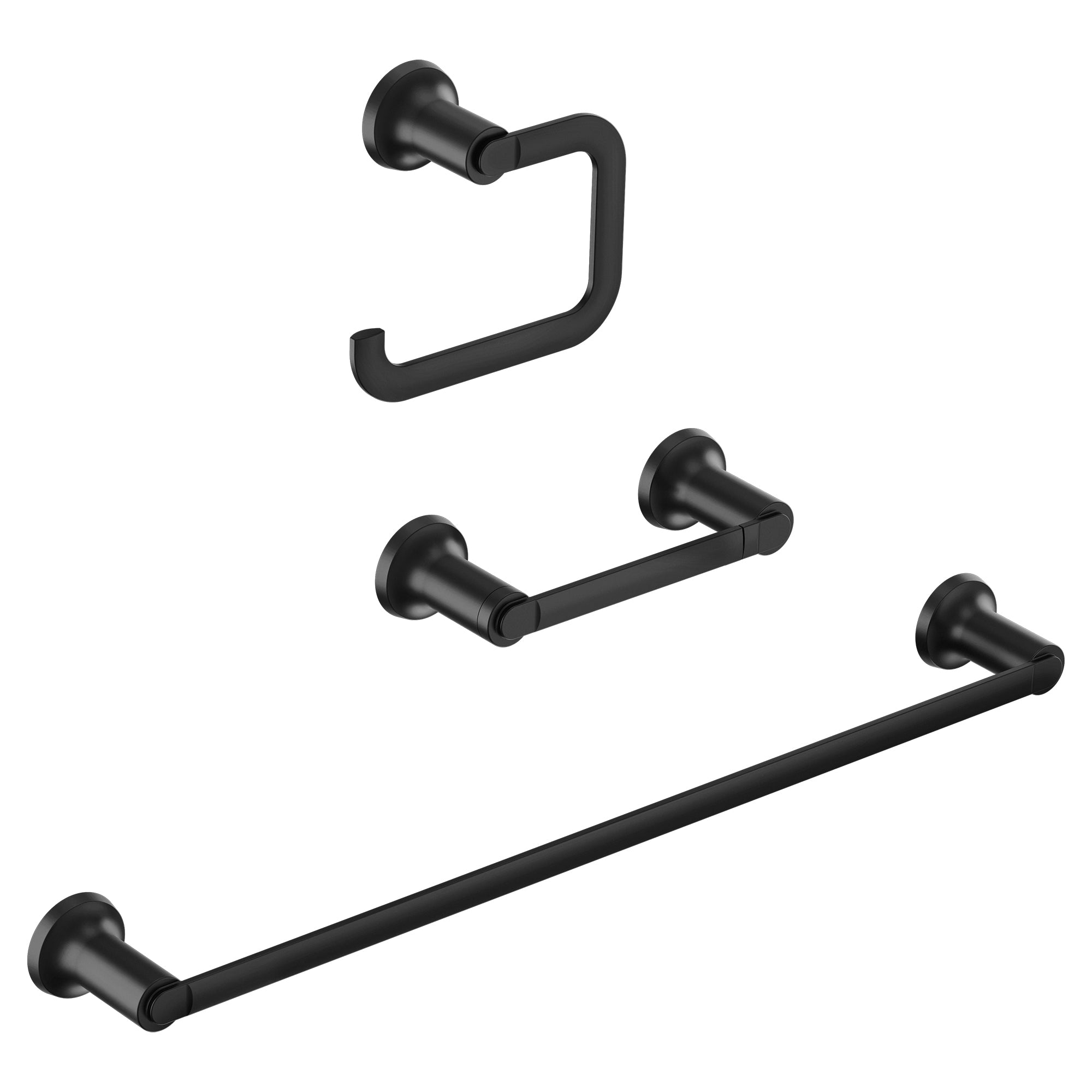 MOEN Zyla Matte Black 3-Piece Bathroom Hardware Set - Shower, Towel Bar & Hook Combo for Modern Bathroom Decor