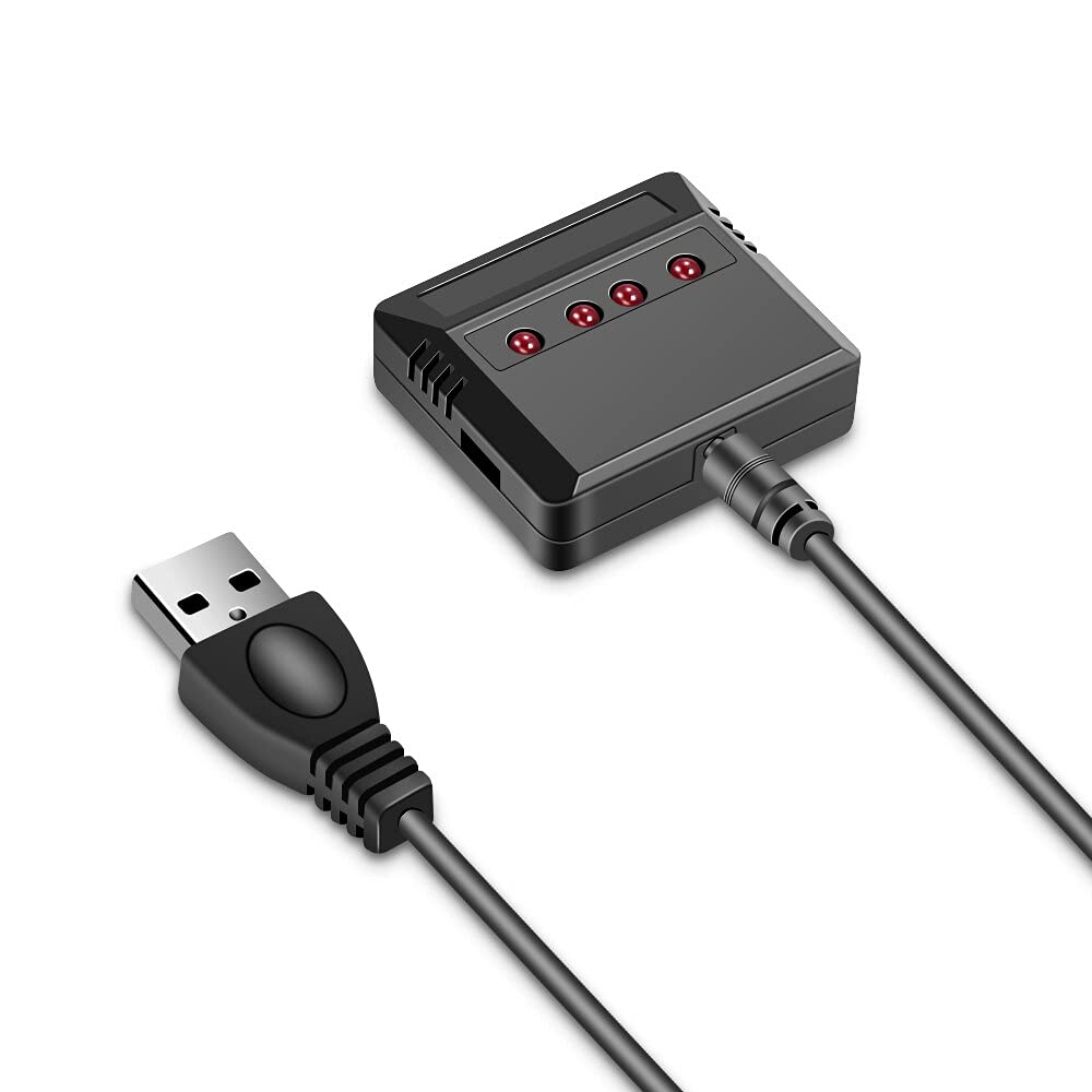4-in-1 RC Drone Charger for 3.7V LiPo Battery - Replacement Charging Accessory for RC Airplane, Helicopter & Quadcopter (Black) | Perfect for RC Hobbyists & Drone Enthusiasts
