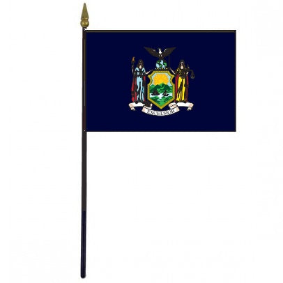 New York Stick Flag 4x6 Inches - Mini Desktop Flag for Home, Office, or Party Decor - Patriotic NY State Flag for Desk, Table, or Events