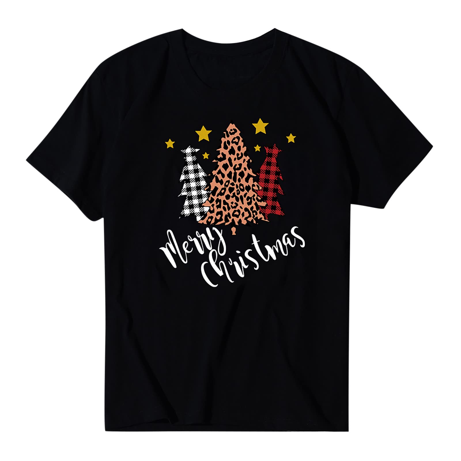 Trendy Women's Christmas Short Sleeve Crewneck T-Shirts - Elegant Casual Summer Blouses & Loose Fit Tees for Holiday Parties, Family Gatherings & Festive Outfits